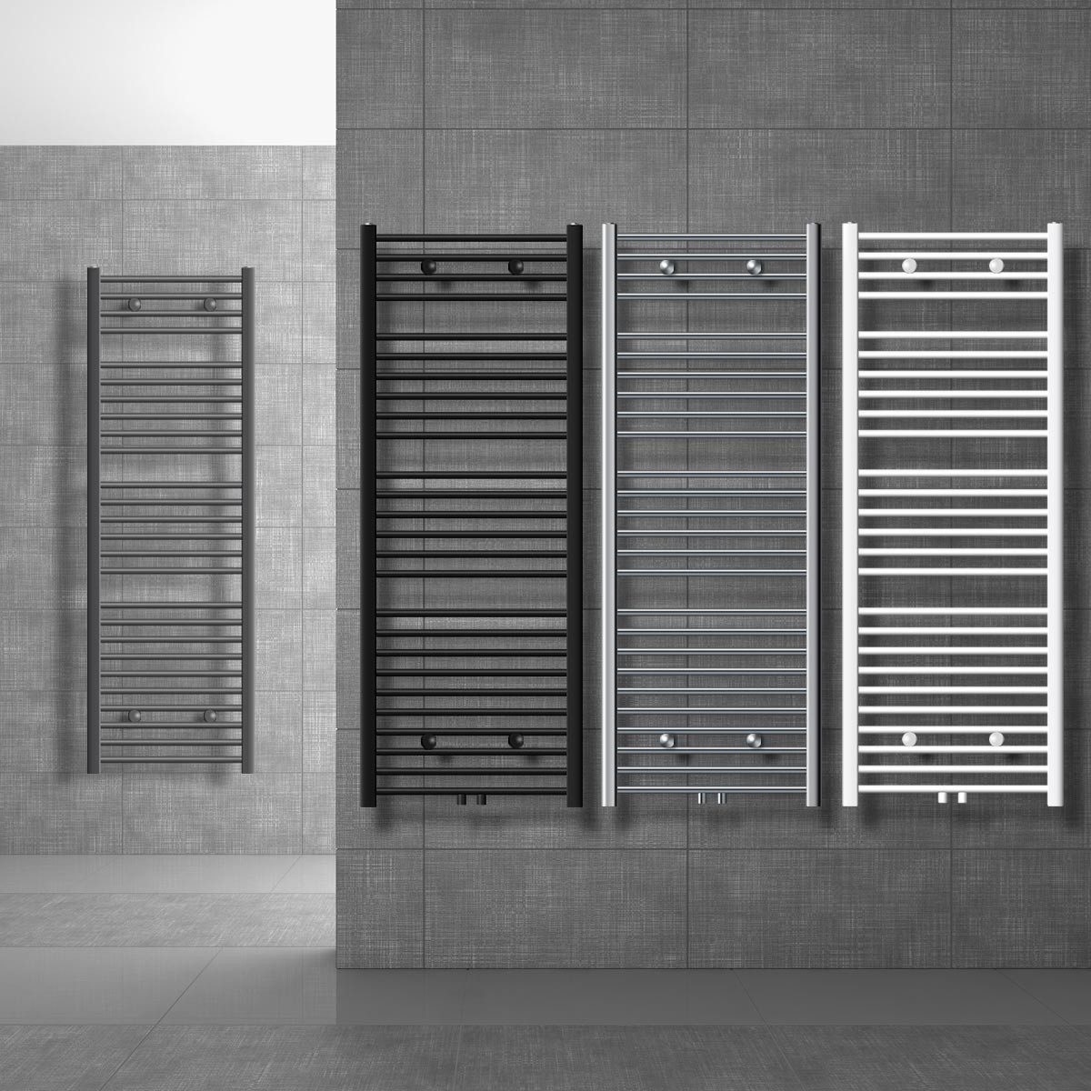 LuxeBath Badheizkörper Sahara Heizkörper Handtuchtrockner Badezimmer Heizung für Handtücher, Design Handtuchheizkörper Handtuchwärmer Mittelanschluss gerade 240 W