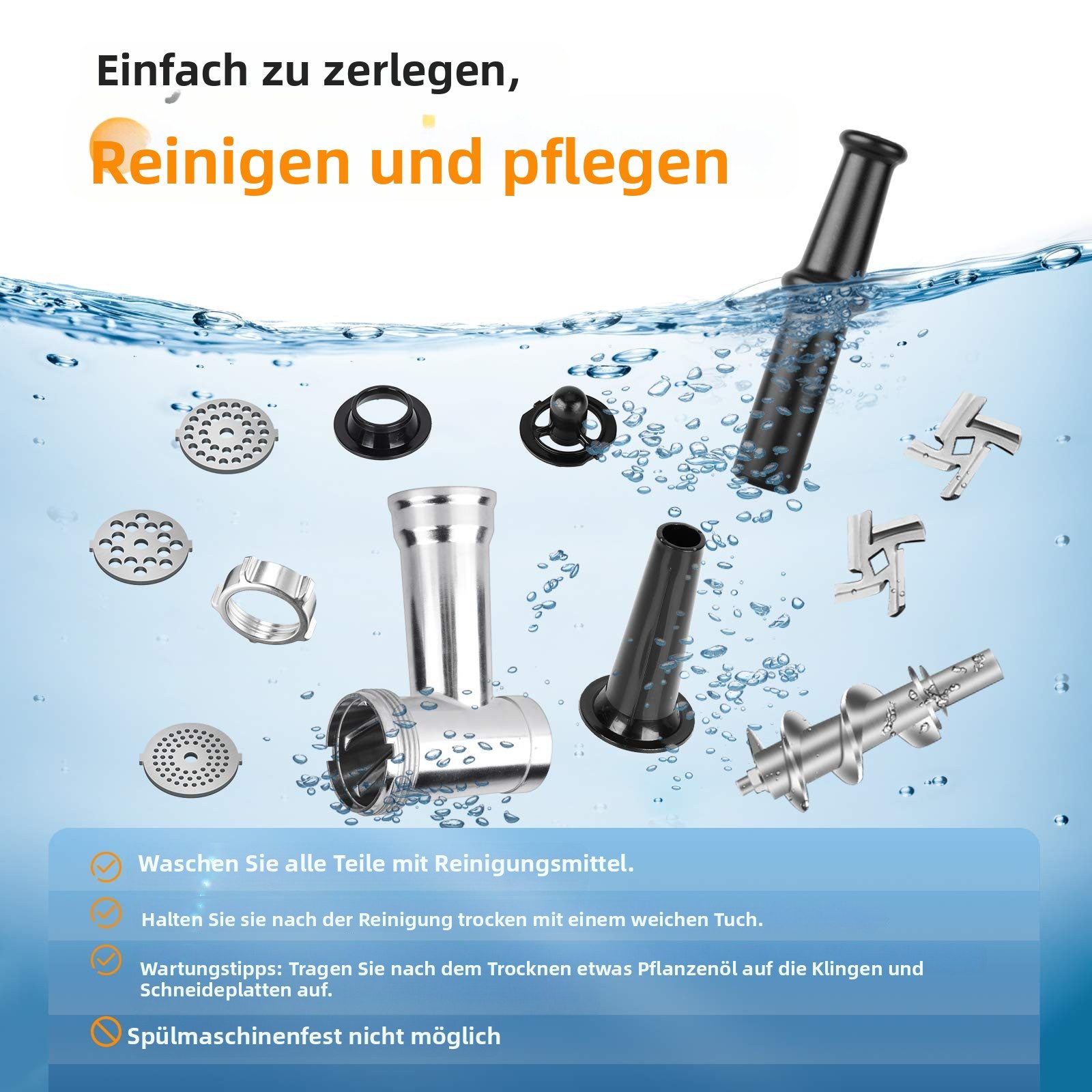 CHEFFANO Fleischwolf Elektrischer Fleischwolf mit Wurstfüller, 350 W