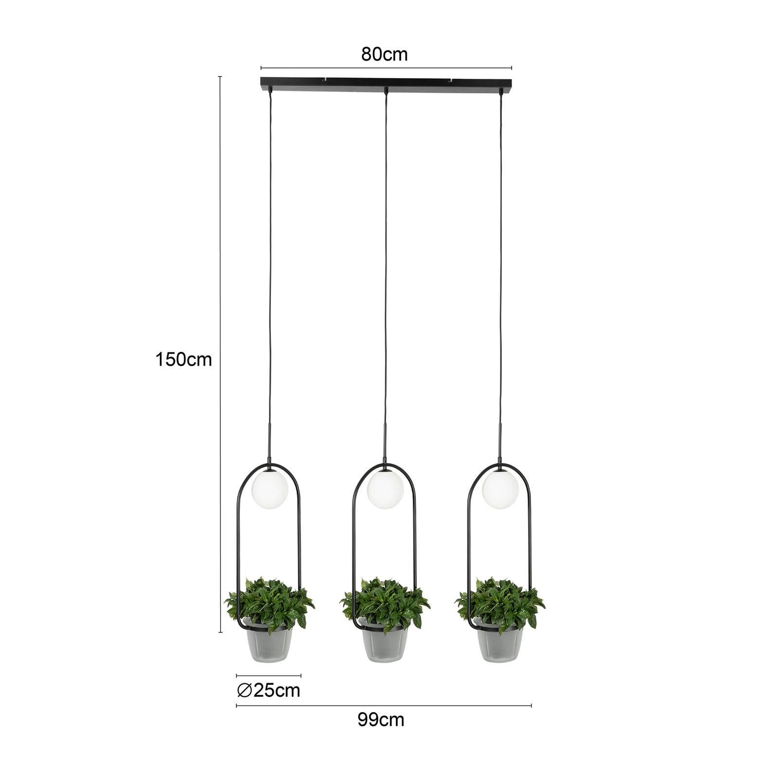 Schmuckgeschäft Lindby Hängeleuchte Orna, dimmbar, flammig, G9, Leuchtmittel Modern, Eisen, Schwarz, opal, 3 Deckenlampe inklusive, nicht Glas