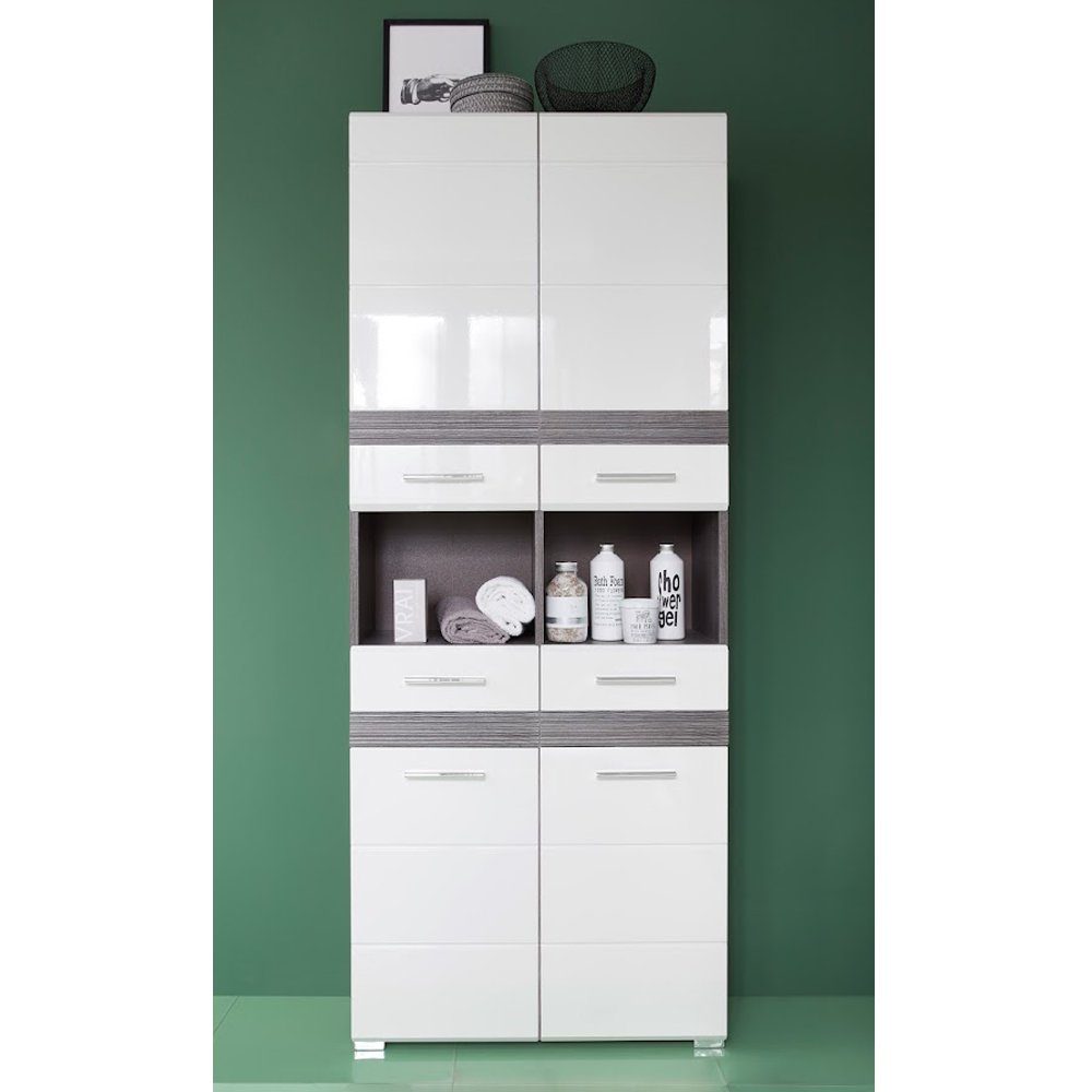 trendteam Hochschrank SetOne Badschrank Highboard Badezimmerschrank Standschrank