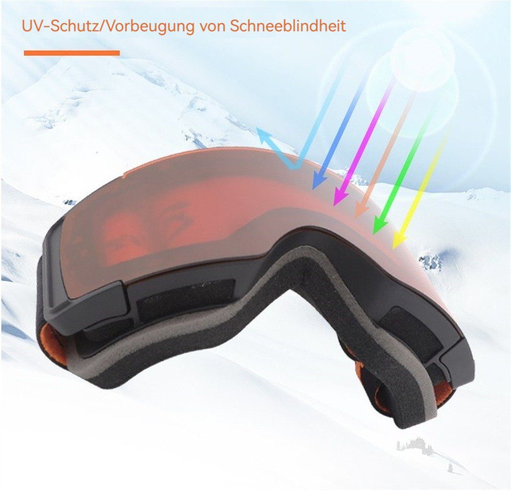 Kontrastverstärkende Für Schutz, (1-St), Mit Dekorative praktischer UV-Schutz UV Anti-Beschlag-Beschichtung Skibrille Erwachsene, Skibrille, Skibrille mit