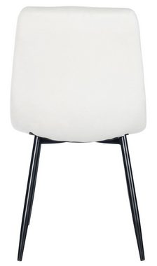 TPFLiving Esszimmerstuhl Atina mit hochwertig gepolsterter Sitzfläche - Konferenzstuhl (Küchenstuhl - Wohnzimmerstuhl), Gestell: Metall schwarz - Sitzfläche: Samt cremeweiß
