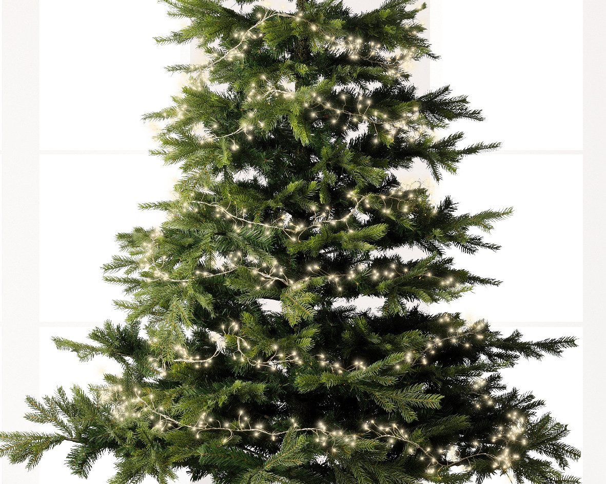 Lumineo LED-Lichterkette Lumineo Micro-LED COMPACT TWINKLE 960 LED 12 m warm weiß, Silberdraht, Indoor/Outdoor, 8 Funktionen, 8h-Timer, + 5 Meter