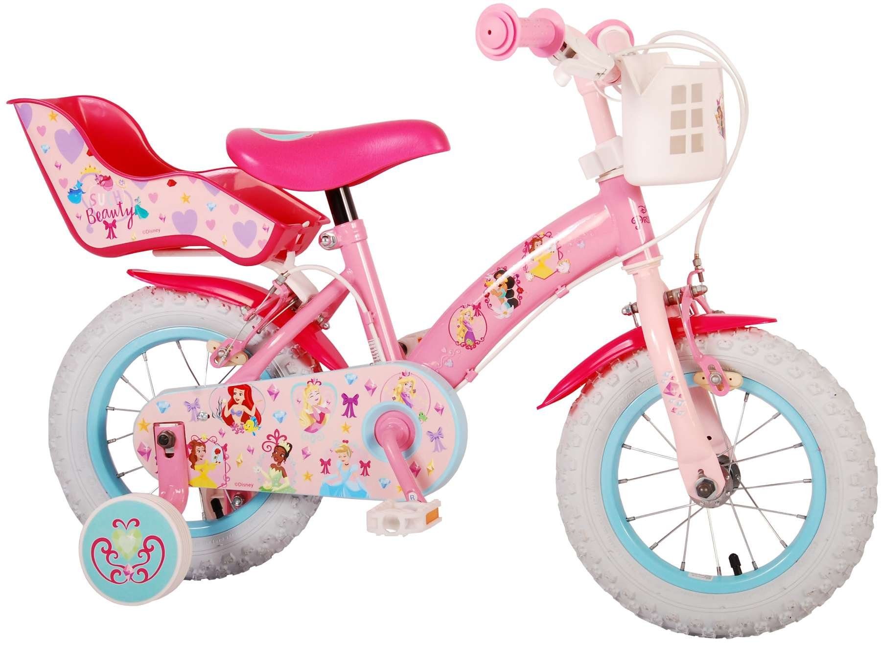 TPFSports Kinderfahrrad Disney Princess 12 Zoll mit 2 Handbremsen, 1 Gang, (Mädchen Fahrrad - Rutschfeste Sicherheitsgriffe), Kinder Fahrrad 12 Zoll mit Stützräder Laufrad Mädchen Kinderrad