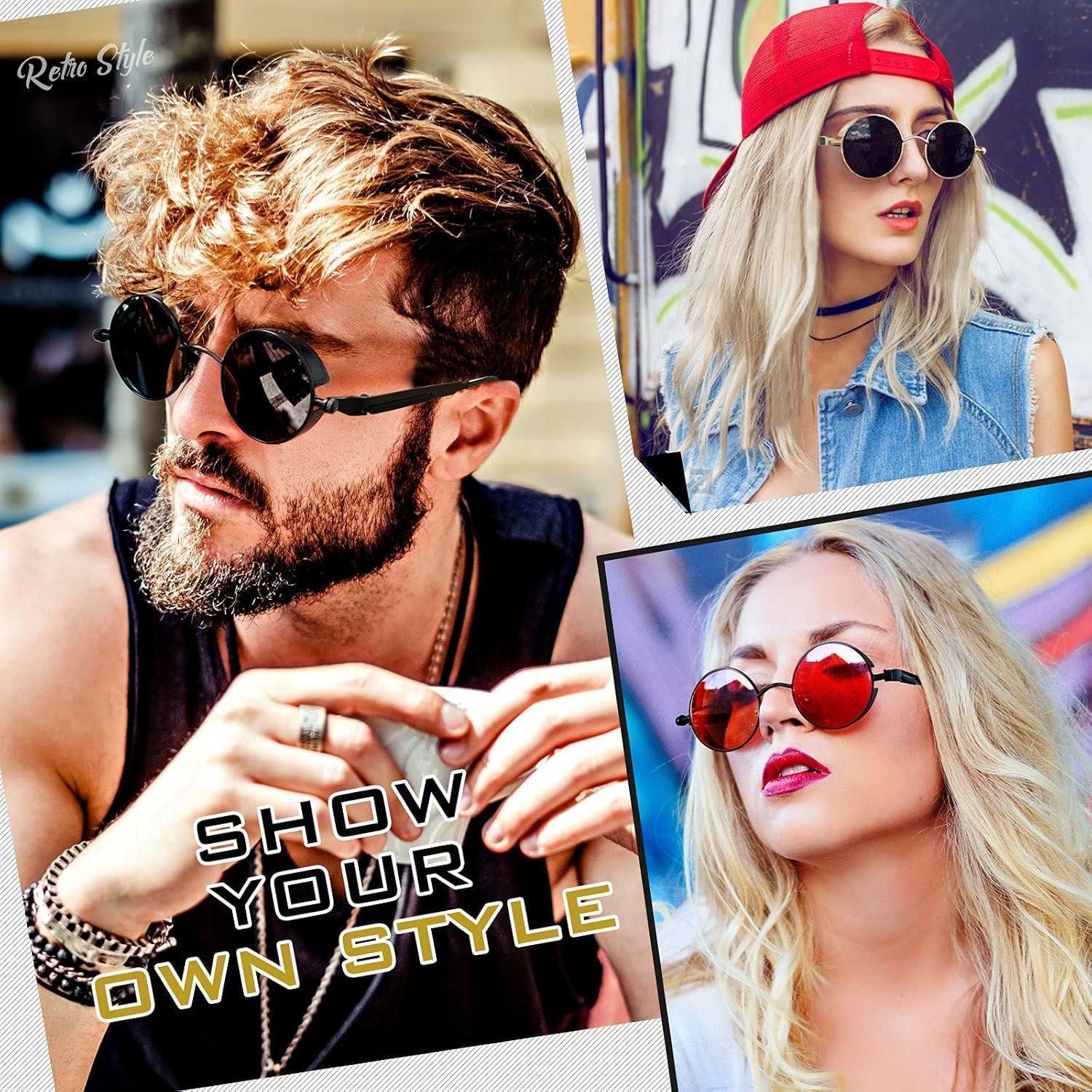LuxusKollektion Retrosonnenbrille Sonnenbrille Retro Rund Steampunk 1.1 Schwarz Rot Nicht Polarisiert