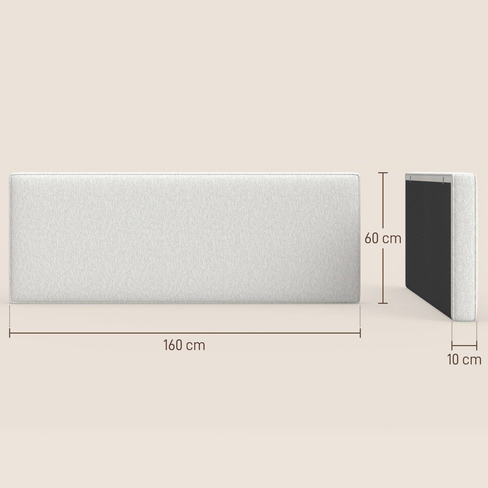 HOMCOM Kopfteil gepolstert Wandkissen mit Leinenoptik, (Bettkopfteil, 1 St., gepolstertes Kopfteil), für Schlafzimmer, Cremeweiß