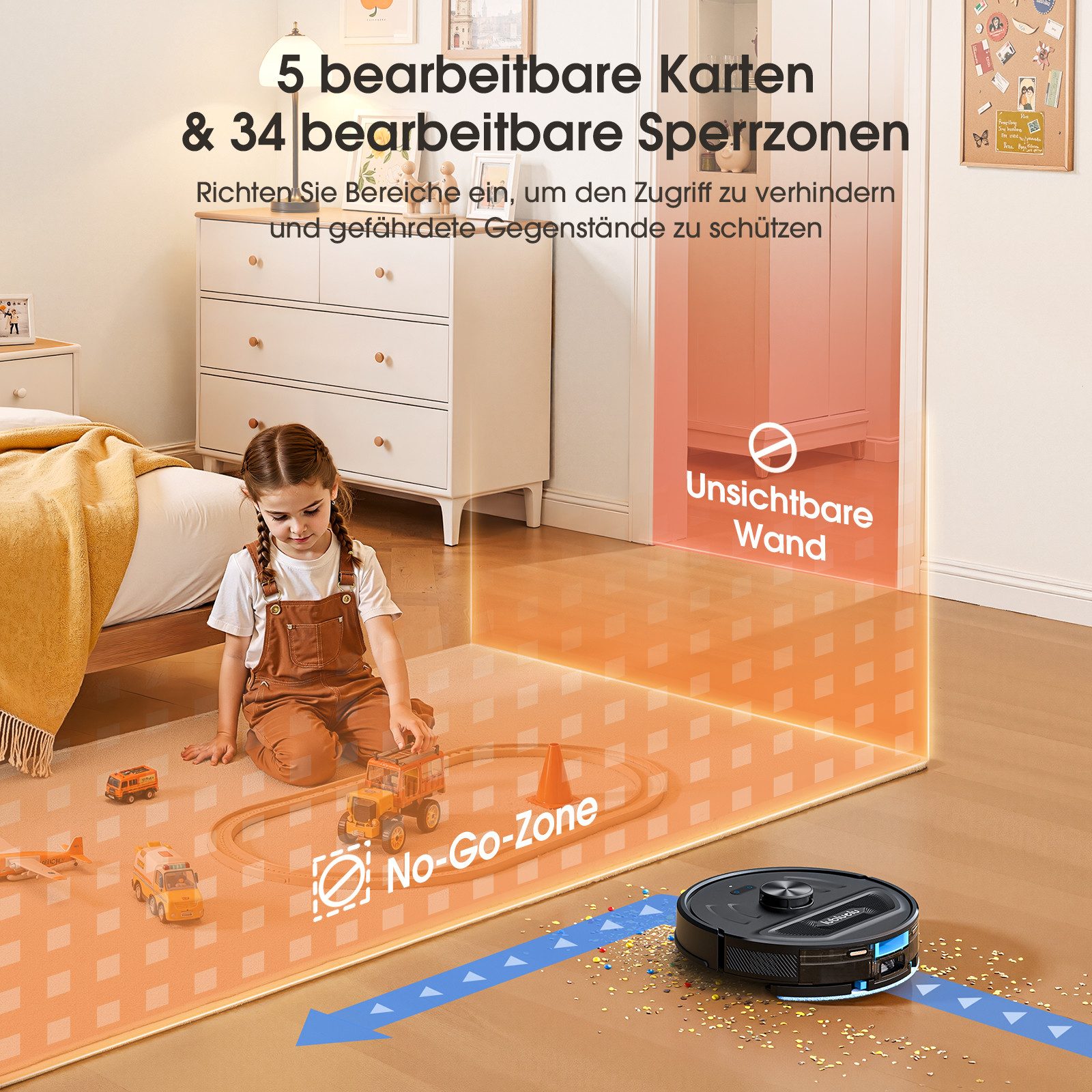 lubluelu Saugroboter Saug- und Wischroboter LiDAR Lasernavigation 5500PA (L20 Ultra), 42 W, beutellos, 120 Minuten, Breakpoint-Aufladung, Präzise Navigation