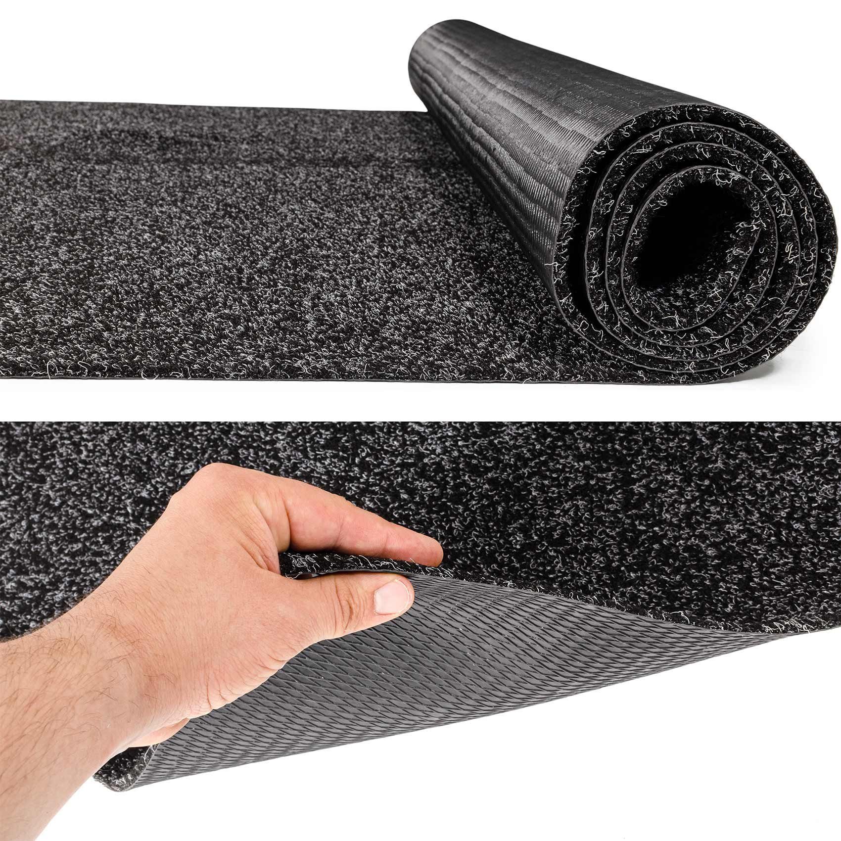 ANRO Läufer Teppichläufer POET Sauberlaufmatte Fußmatte Teppich Läufer, eckig, Höhe: 5 mm, Bodenläufer 100x80cm Meliert Schwarz Breite 80cm