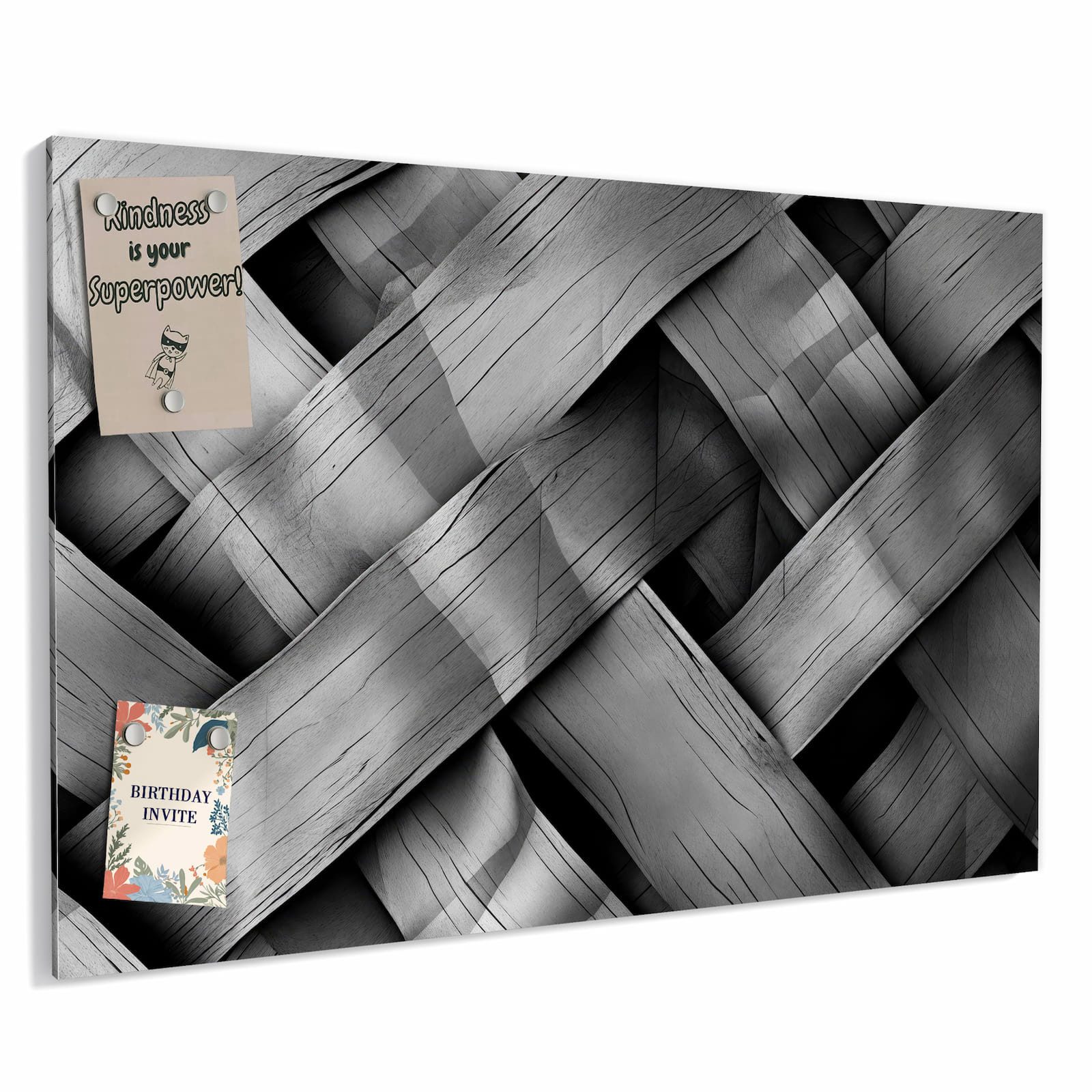 Primedeco Memoboard Metall Geflochtenes Holz – beschreibbar & magnetisch, (Inklusive Stift, Magnete und Montagematerial, 1-tlg., 9 verschiedene Größen), Magnetisch und Beschreibbar
