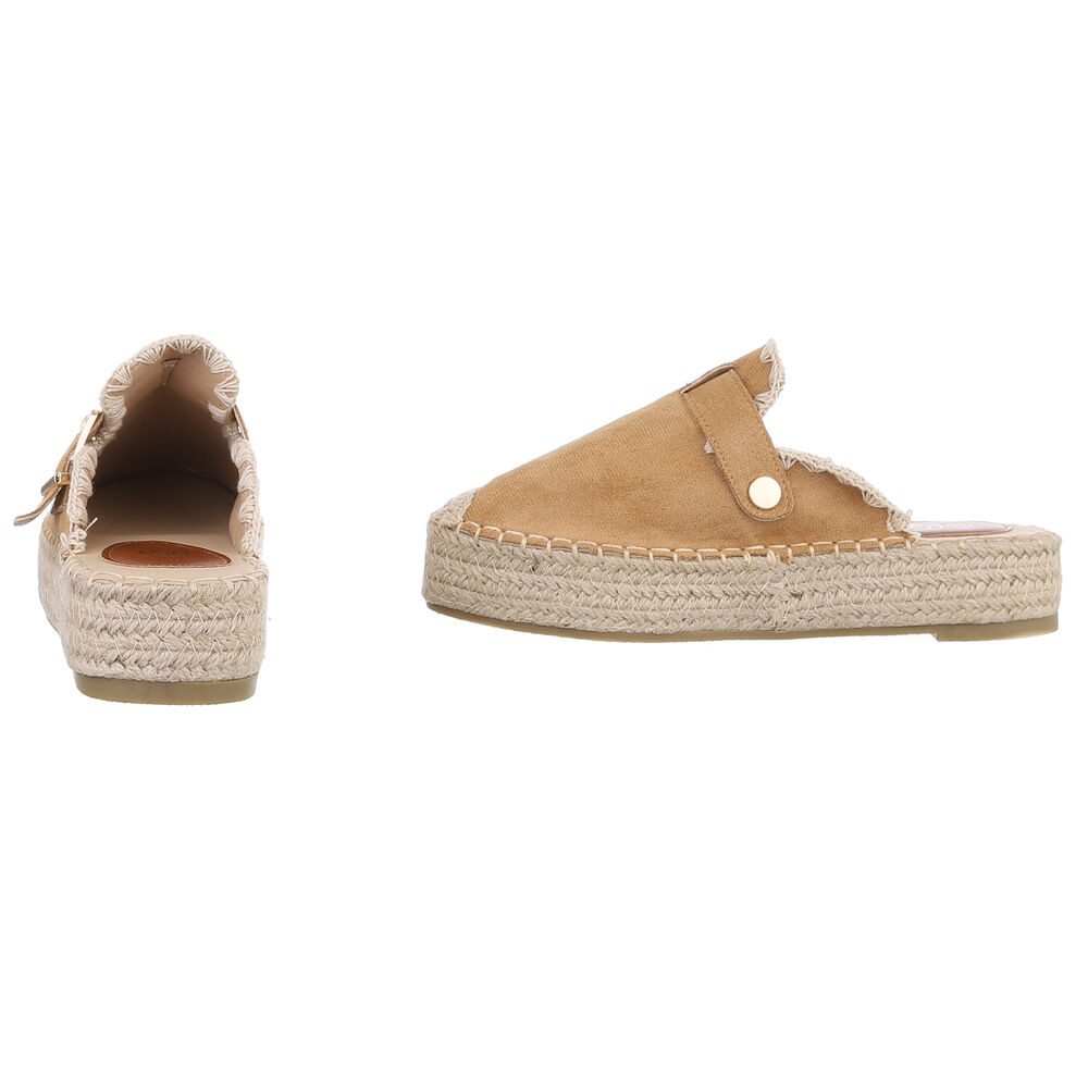 Ital-Design Damen Mules Freizeit Plateausandaletten (88930251) Flach Pantoletten in Camel – Bild 5 von 5