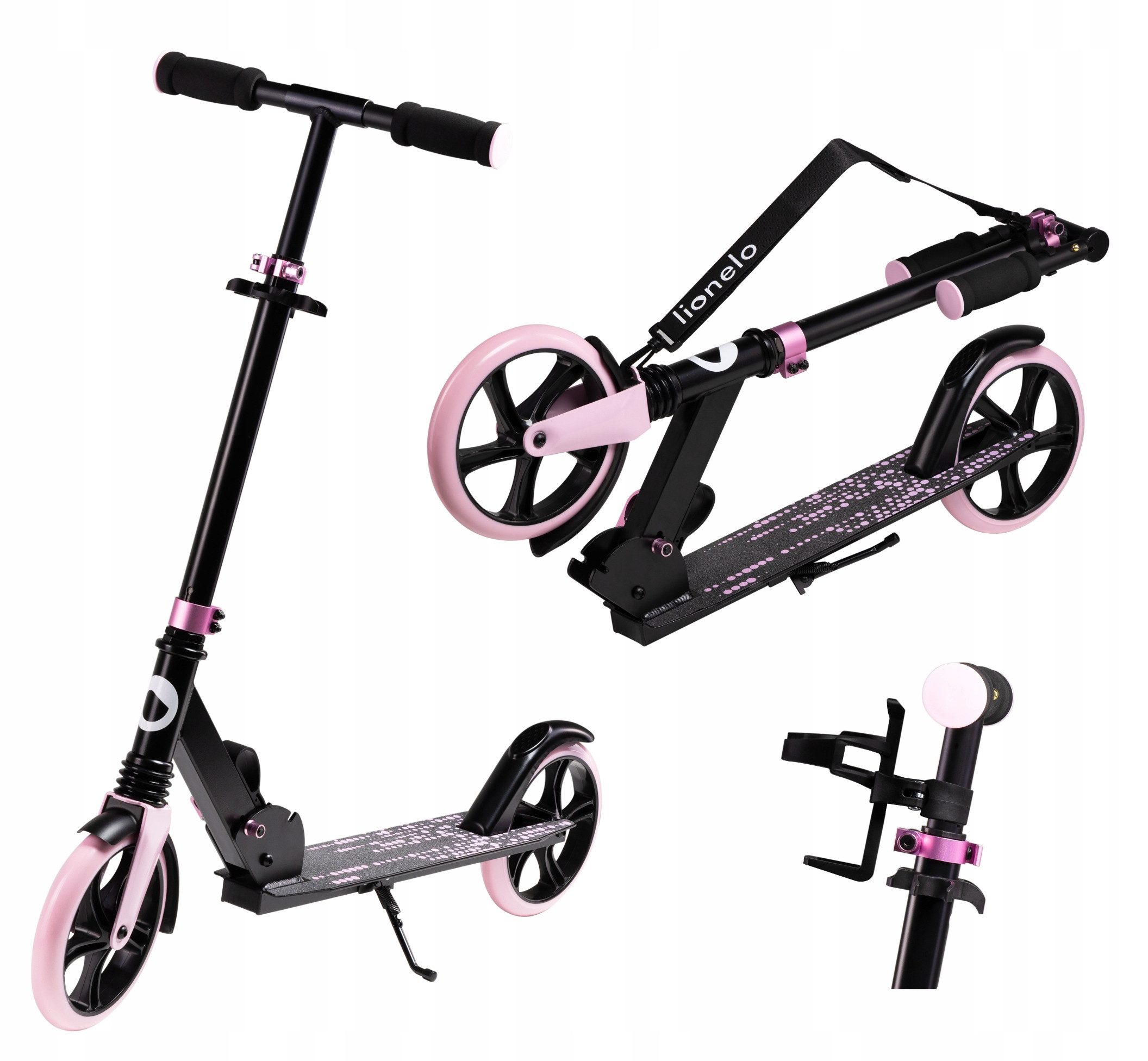 lionelo Cityroller LUCA, (Set, Roller, Flaschenhalter, Tragegurt), ShockResist-Dämpfung/Klappbar/200mm-Räder/Lenker verstellbar