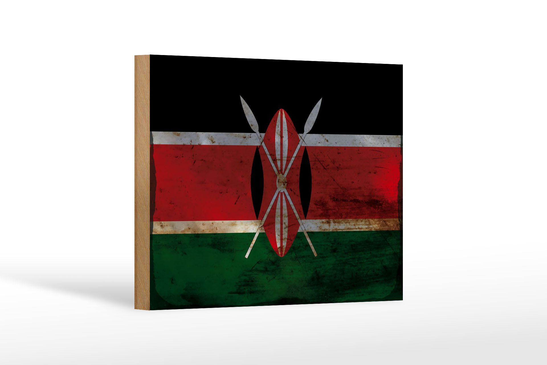 Femer GmbH Holzbild Flagge Kenia 18x12 cm Flag of Kenya Rost, Flaggen (1 St), Glatte Holzfaserplatte (MDF), vorn beschichtet