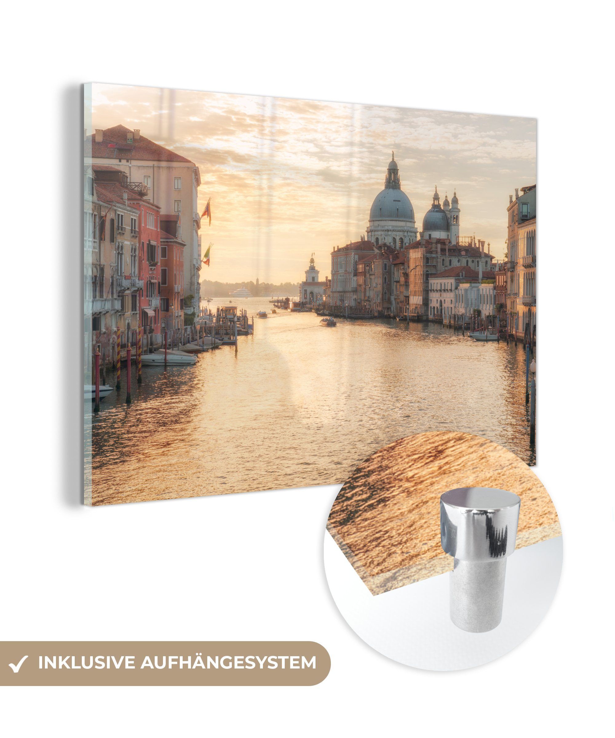 MuchoWow Acrylglasbild Gondeln in Venedig im Morgenlicht, (1 St), Acrylglasbilder Wohnzimmer & Schlafzimmer