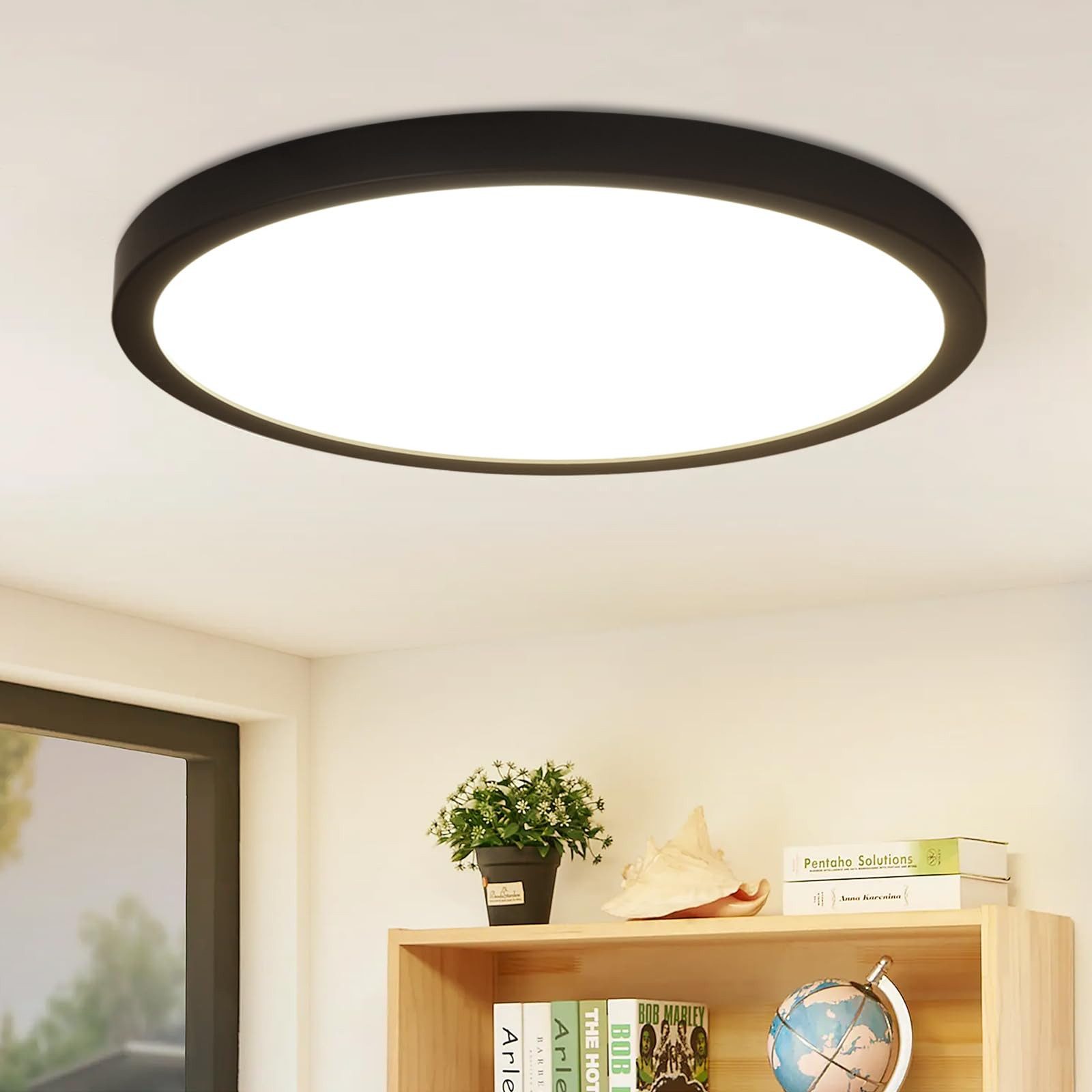 Nettlife LED Panel Deckenleuchte Schwarz Rund günstig online kaufen
