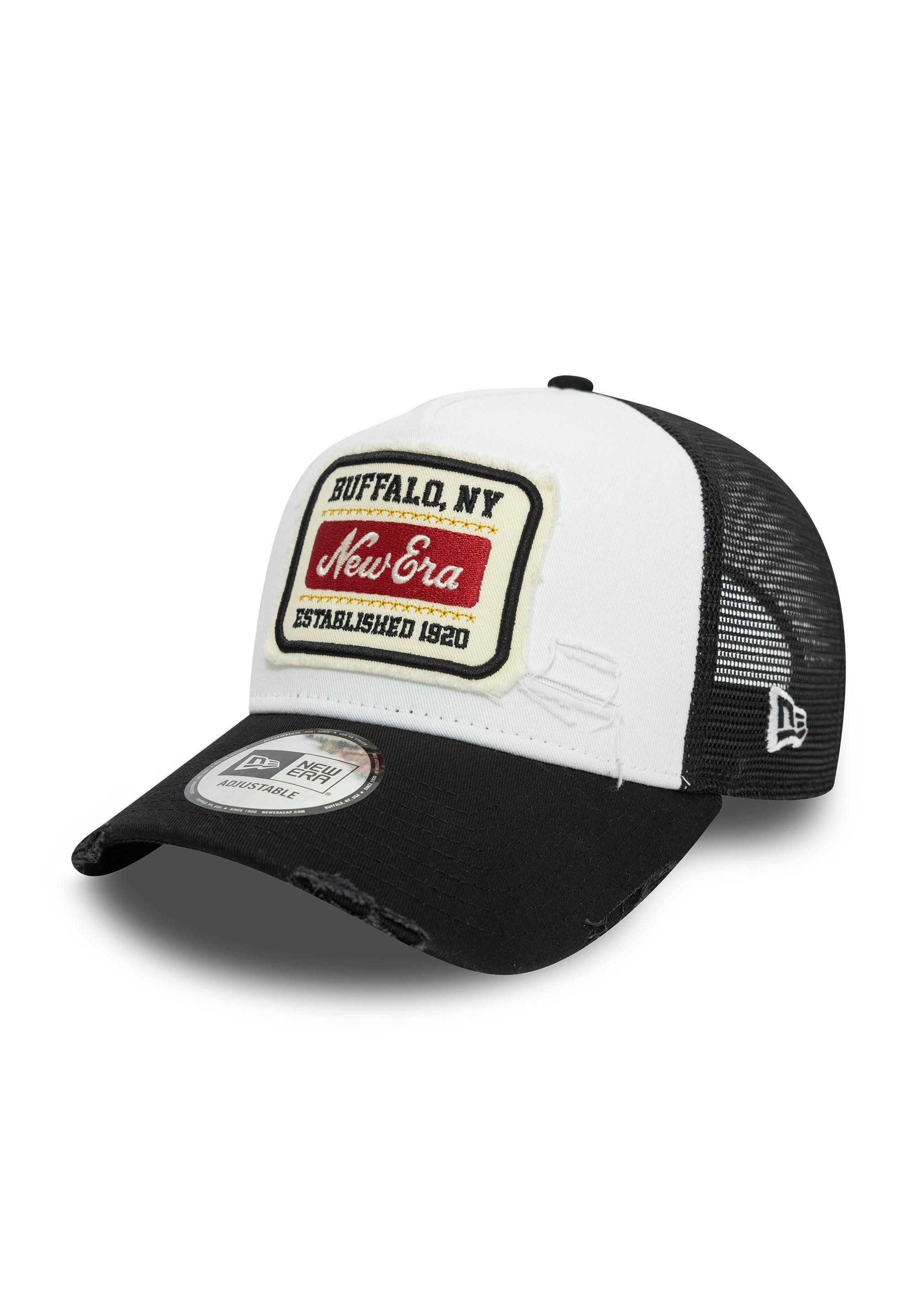 New Era Baseball Cap NE Patch Distressed Weiß Schwarz Verstellbare A-Frame günstig online kaufen