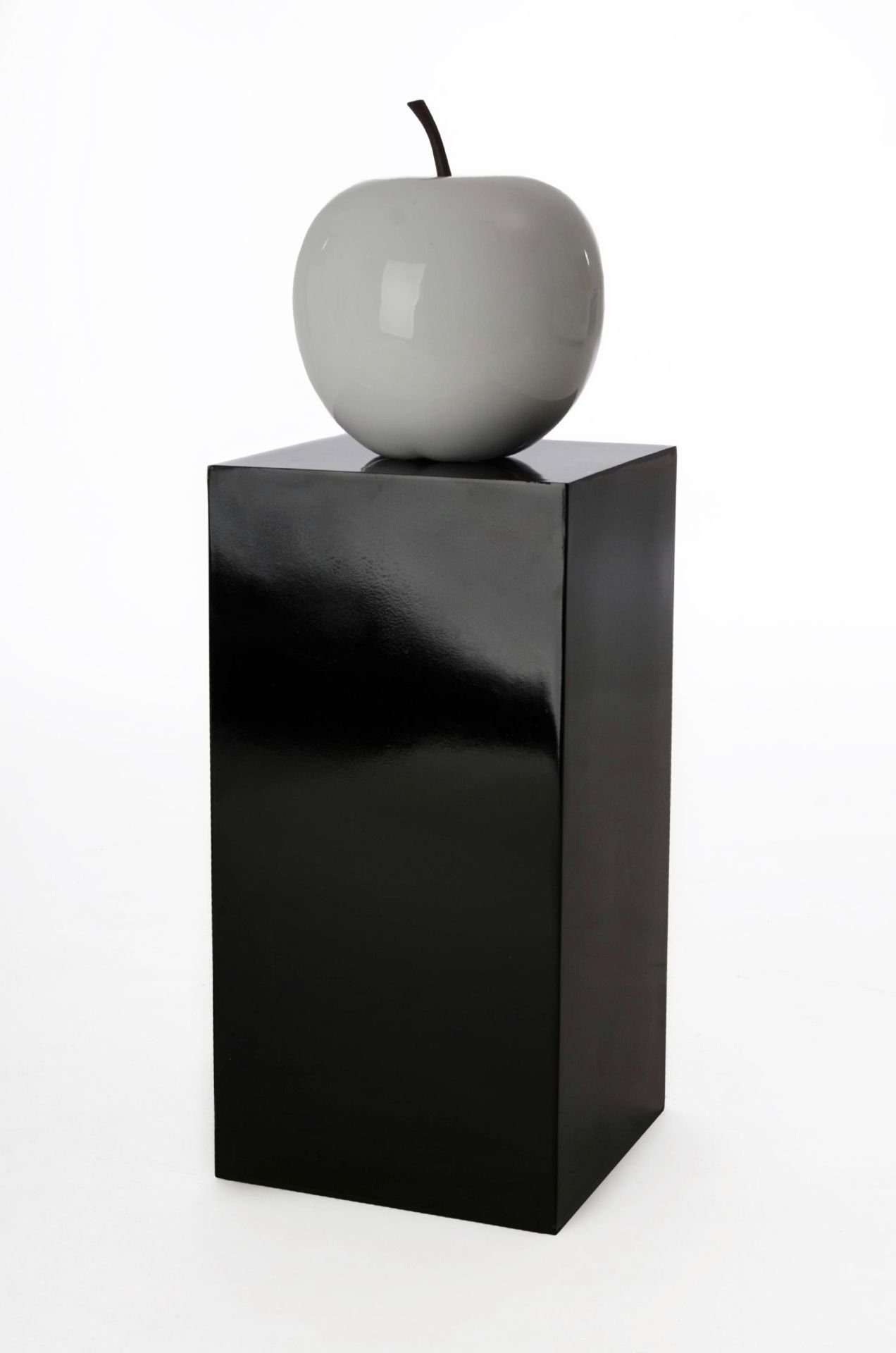 VIVANNO Blumenständer Podest Säule Fiberglas, Schwarz Hochglanz - 30x30x60 cm