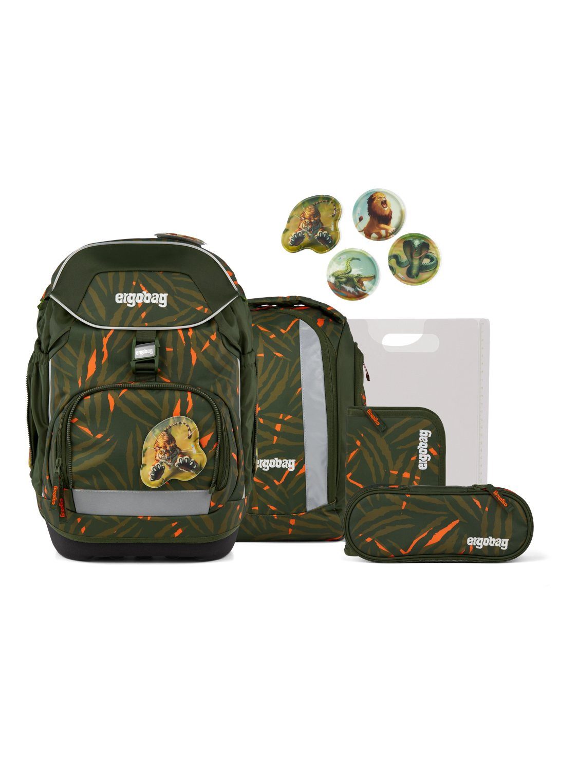 ergobag Schulranzen pack Set (6-tlg., 6-teiliges Set), größenverstellbares Rückensystem