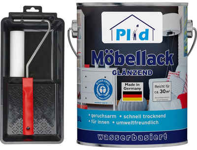 plid Weißlack Premium Möbellack Weisslack Türenlack Holzlack Lackierset, Schnelltrocknend, verarbeitungsfertig