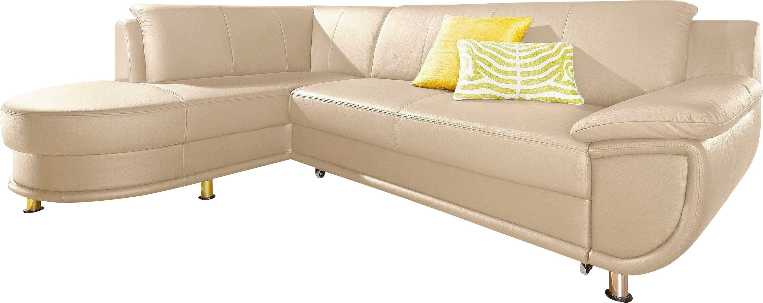 TRENDMANUFAKTUR Ecksofa Rondo, zeitlos und elegant, bequem, L-Form, wahlweise mit Federkern, wahlweise mit Bettfunktion