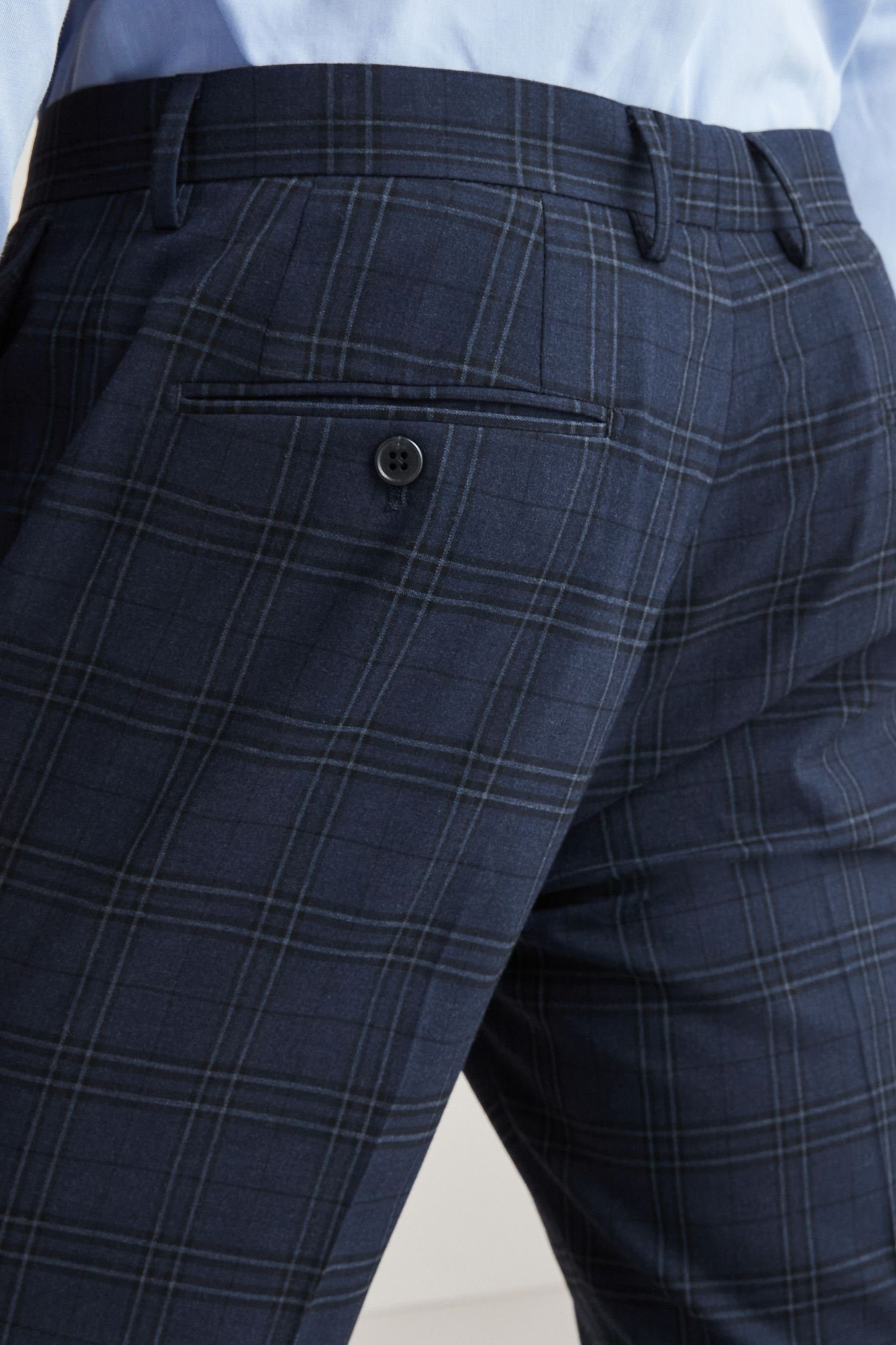 Karierter (1-tlg) Skinny-Fit-Anzug: Next Anzughose Hose