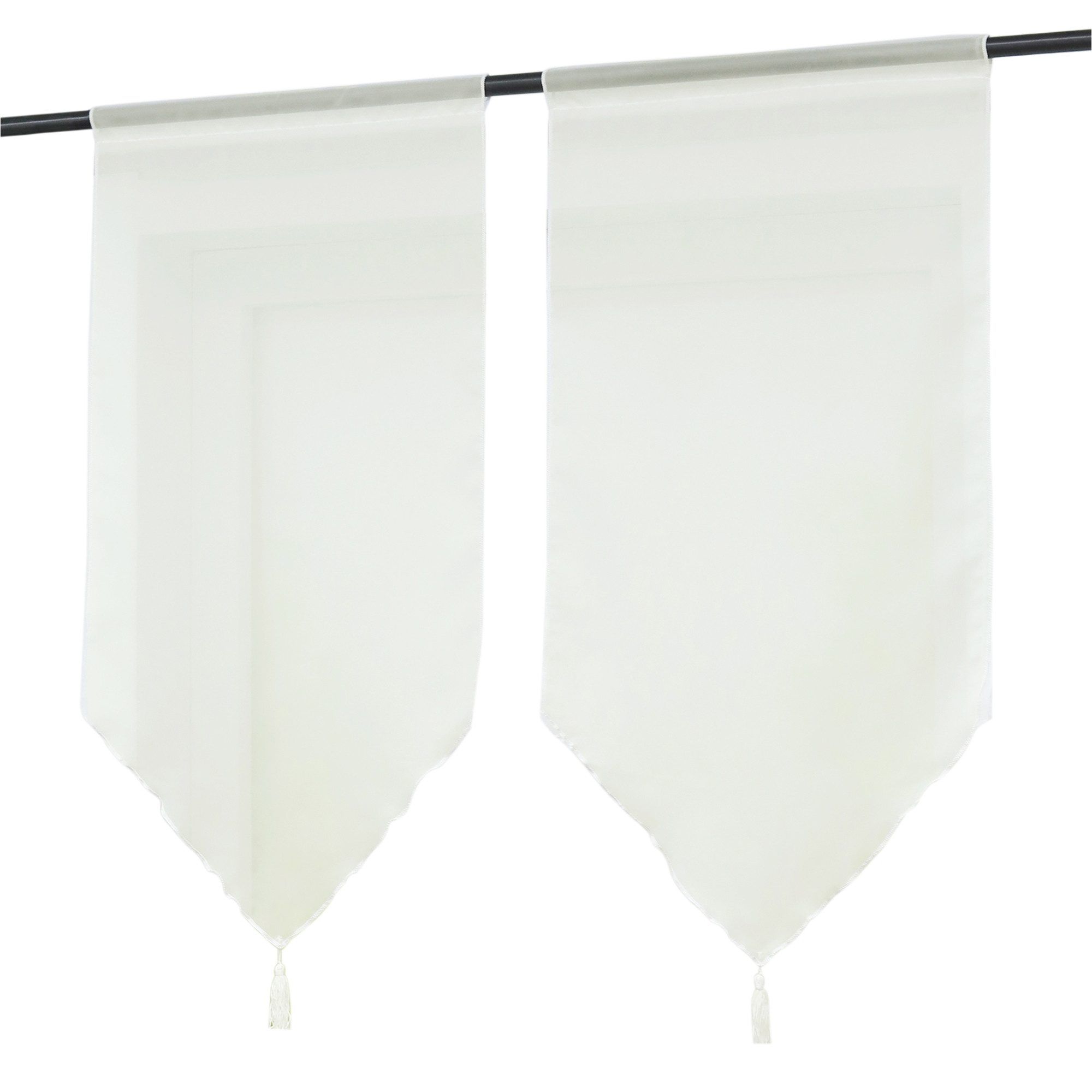 Delien Scheibengardine Uni (2 St), Stangendurchzug, Voile mit Quaste günstig online kaufen