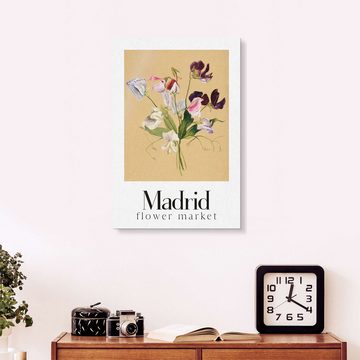 Posterlounge Acrylglasbild Pineapple Licensing, Flower Market Madrid I, Vintage Grafikdesign