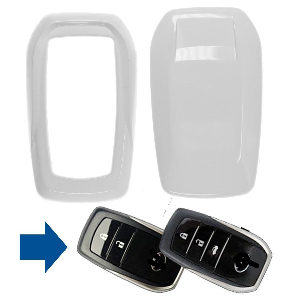 mt-key Schlüsseltasche Autoschlüssel Hardcover KEYLESS Weiß, SMARTKEY für Avensis Corolla Toyota Schutzhülle RAV4