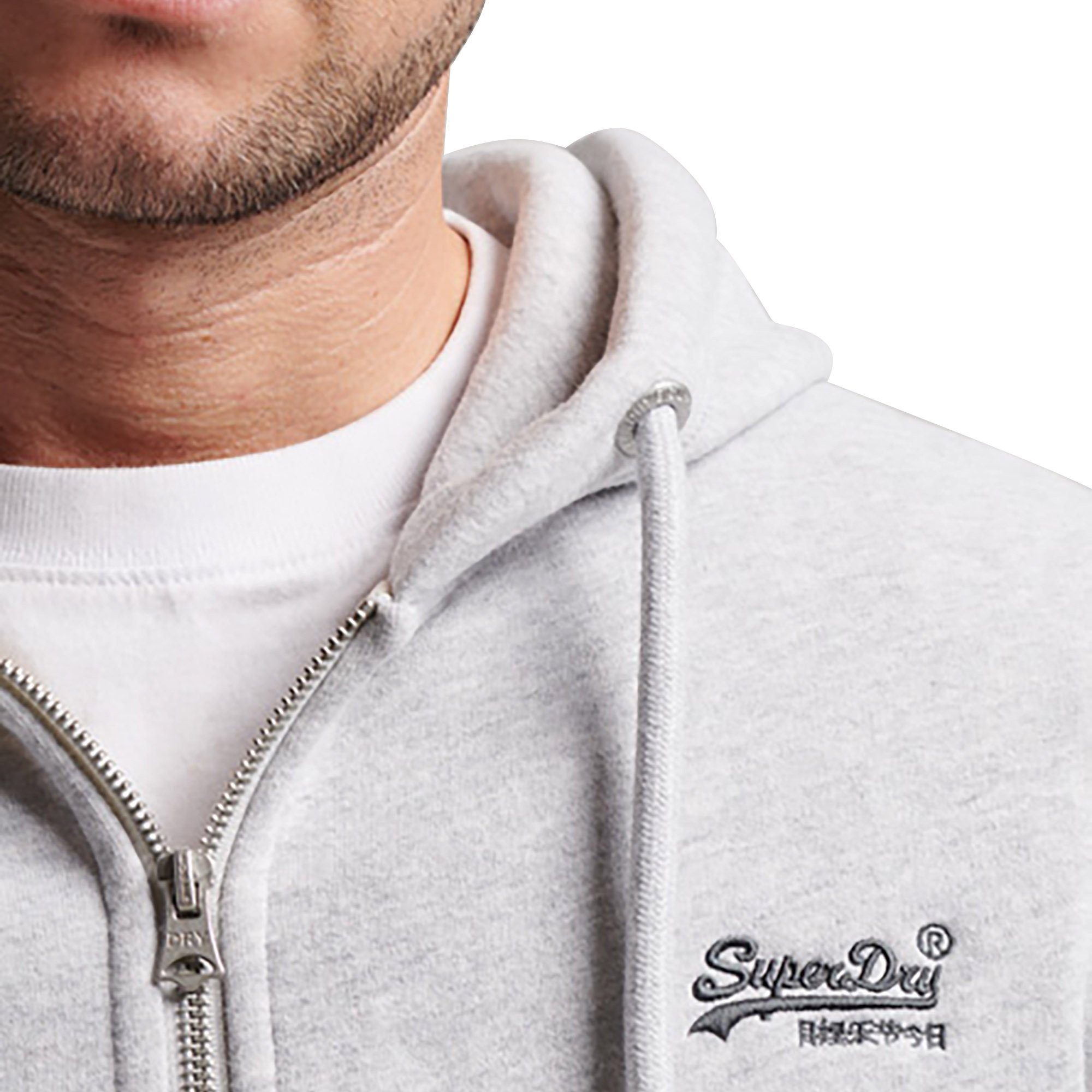 Superdry LOGO Sweatshirt - ZIPHOOD EMB Grau Herren VINTAGE Kapuzenjacke