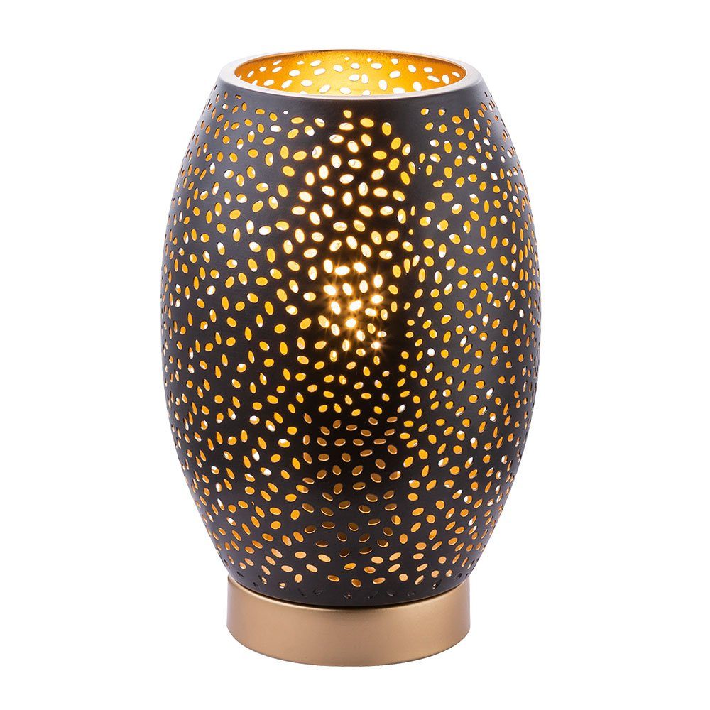 etc-shop LED Tischleuchte, Leuchtmittel nicht inklusive, Design Tisch Lampe Wohn Arbeits Zimmer Dekor Stanzungen Leuchte gold