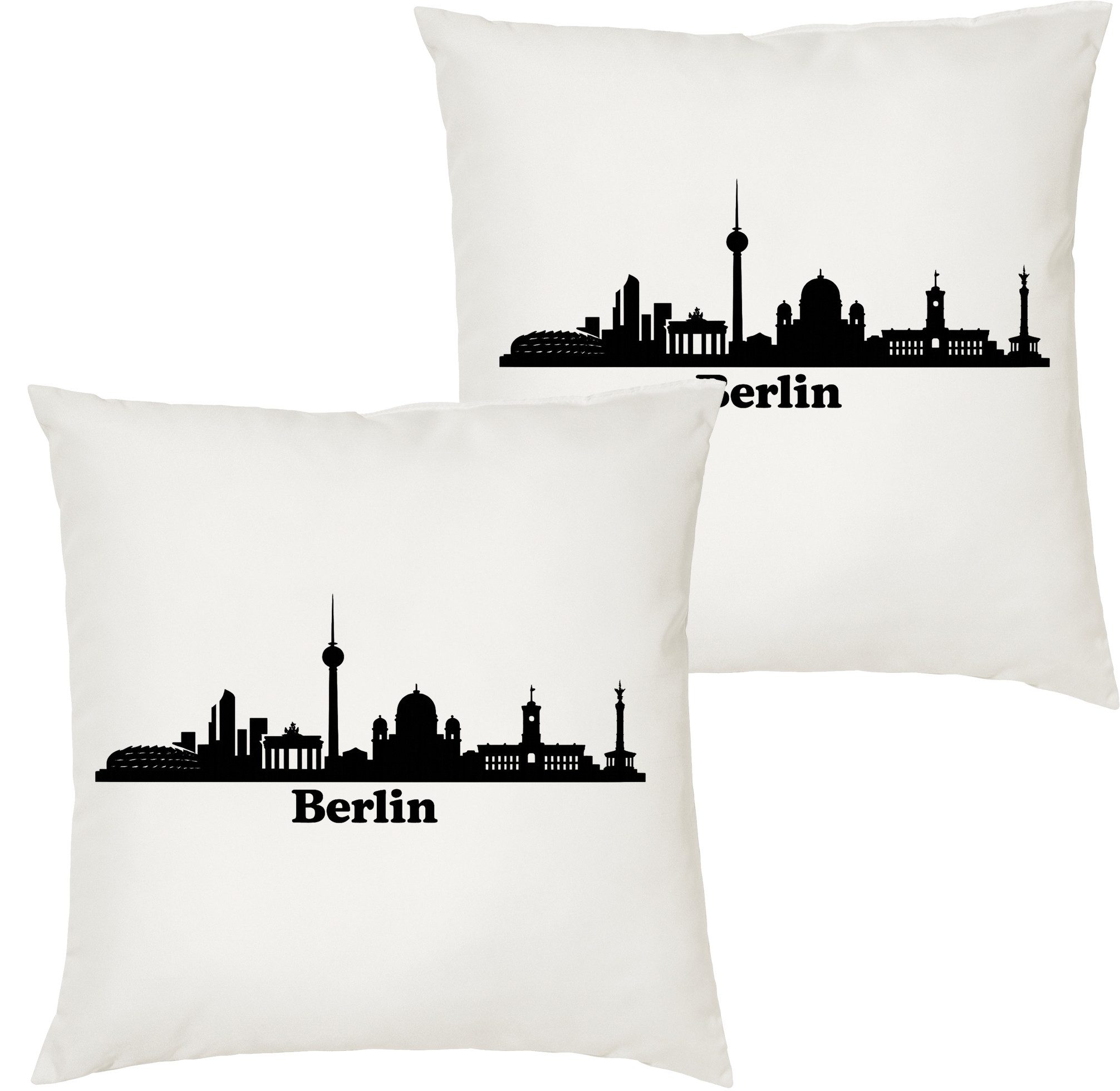 Blondie & Brownie Dekokissen Berlin Skyline Dekokissen Silhouette Berliner Wahrzeichen fürs Zuhause, Berlin Skyline Dekokissen Silhouette