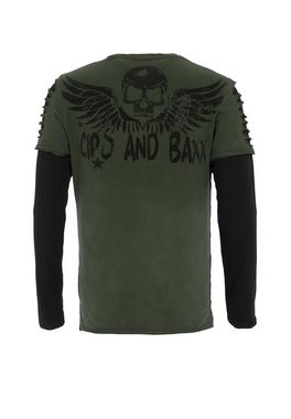 Cipo & Baxx Langarmshirt mit Edelsteindruck