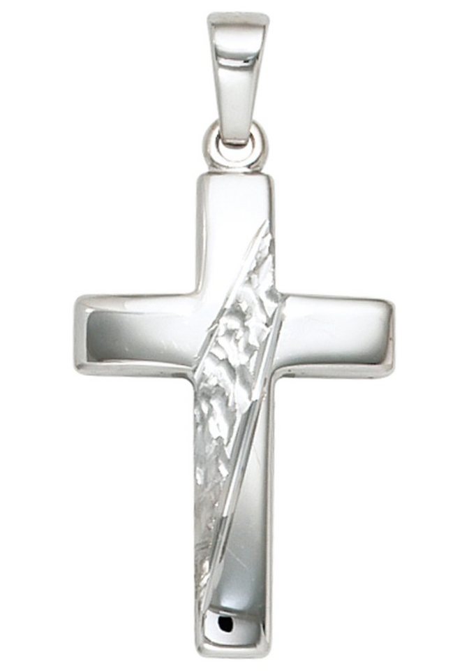 JOBO Kreuzanhänger Anhänger Kreuz, 925 Silber massiv, Höhe ca. 23,6 mm,  Breite ca. 13,9 mm, Tiefe ca. 1,9 mm