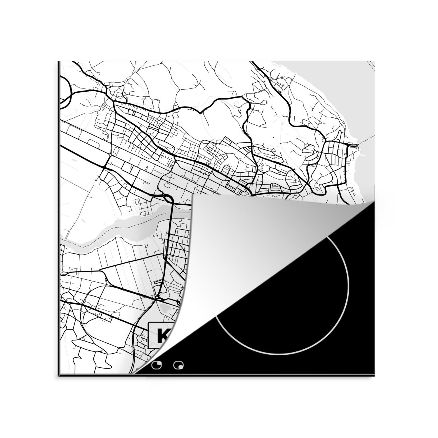 MuchoWow Herdblende-/Abdeckplatte Konstanz - Karte - Stadtplan, Vinyl, (1 tlg), 78x78 cm, Ceranfeldabdeckung, Arbeitsplatte für küche