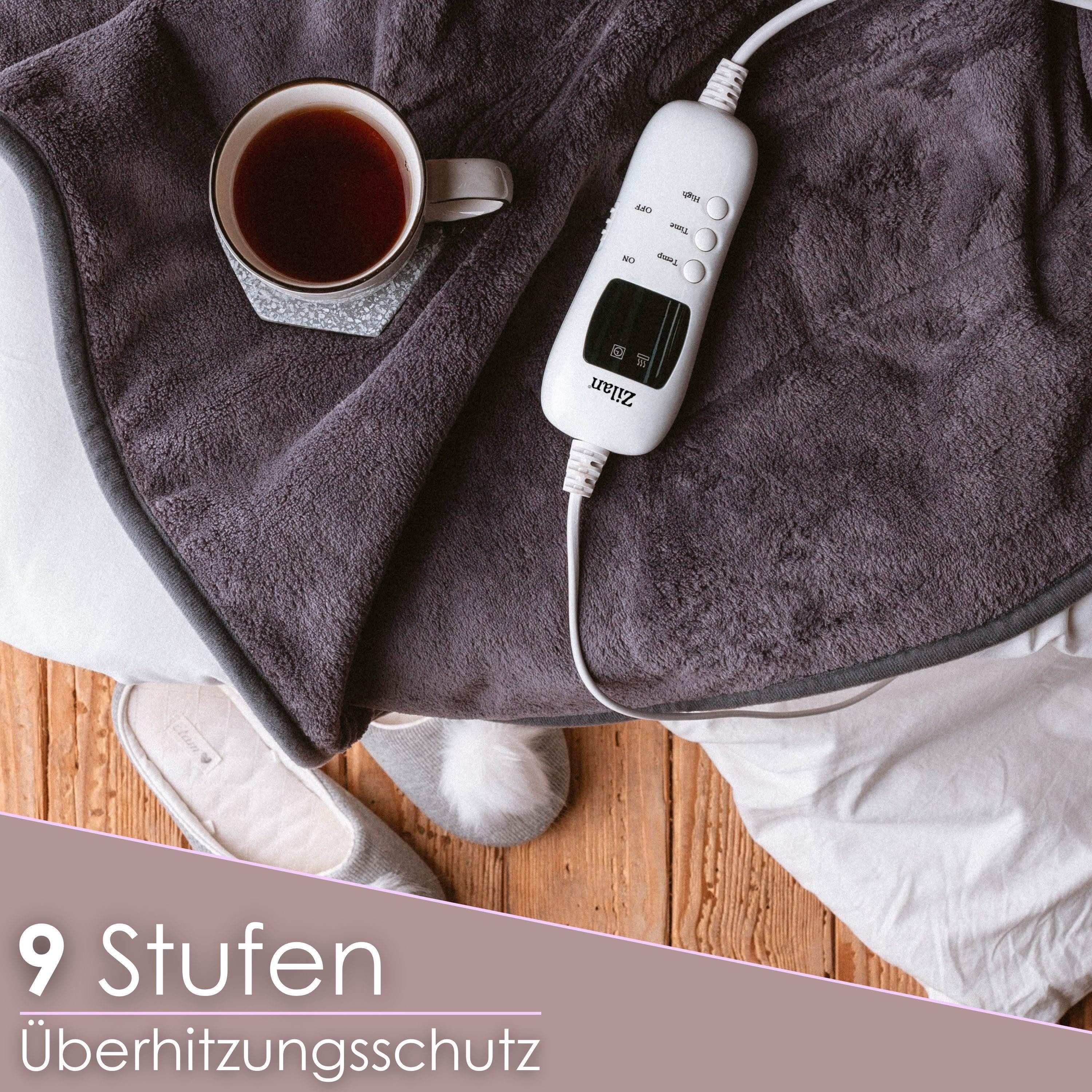 Zilan Heizdecke ZLN-0096, 10h Timer,9 Temperaturstufen,Überhitzungsschutz