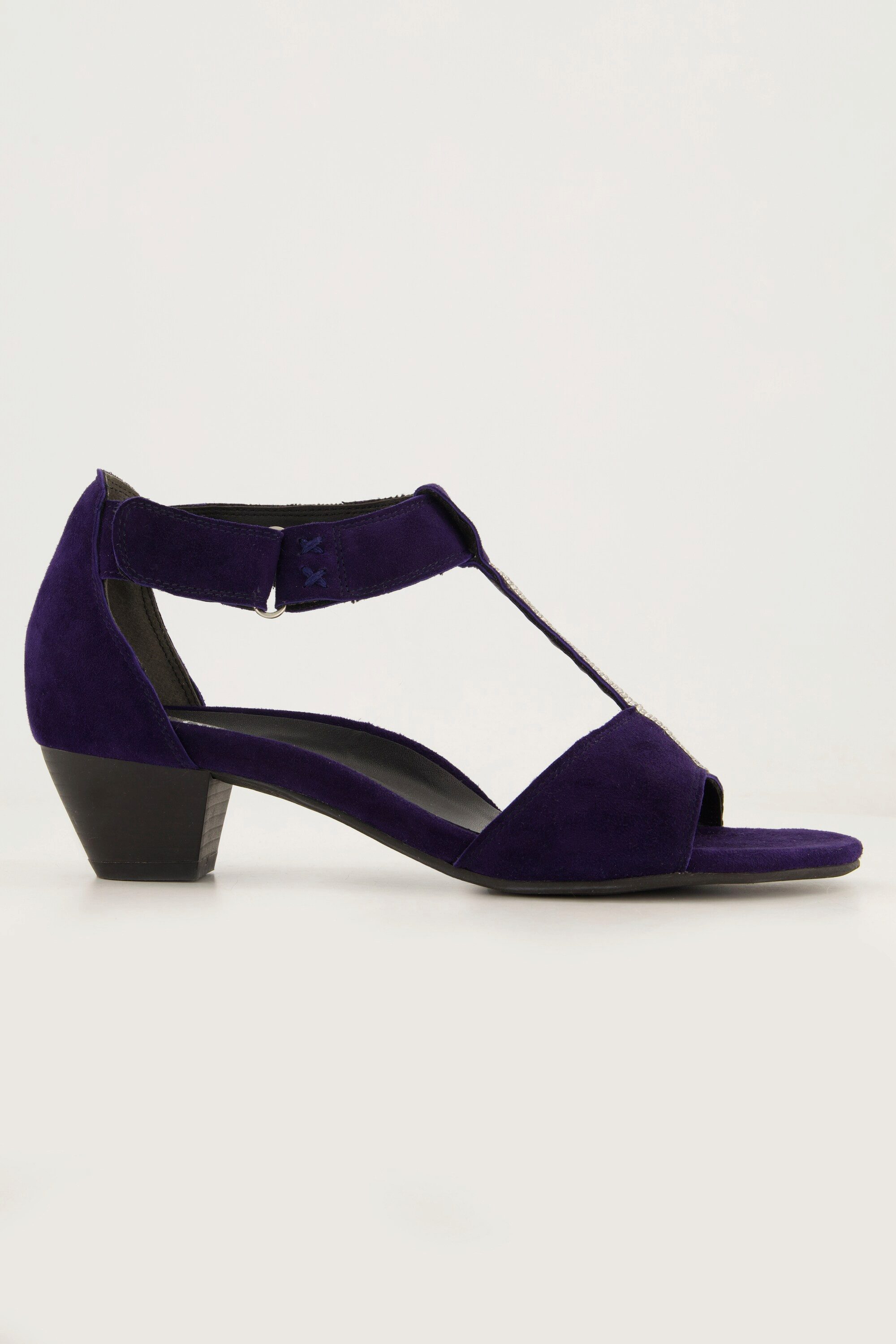 Ulla Popken Leder-Sandaletten Veloursleder Ziersteine Weite H Pumps