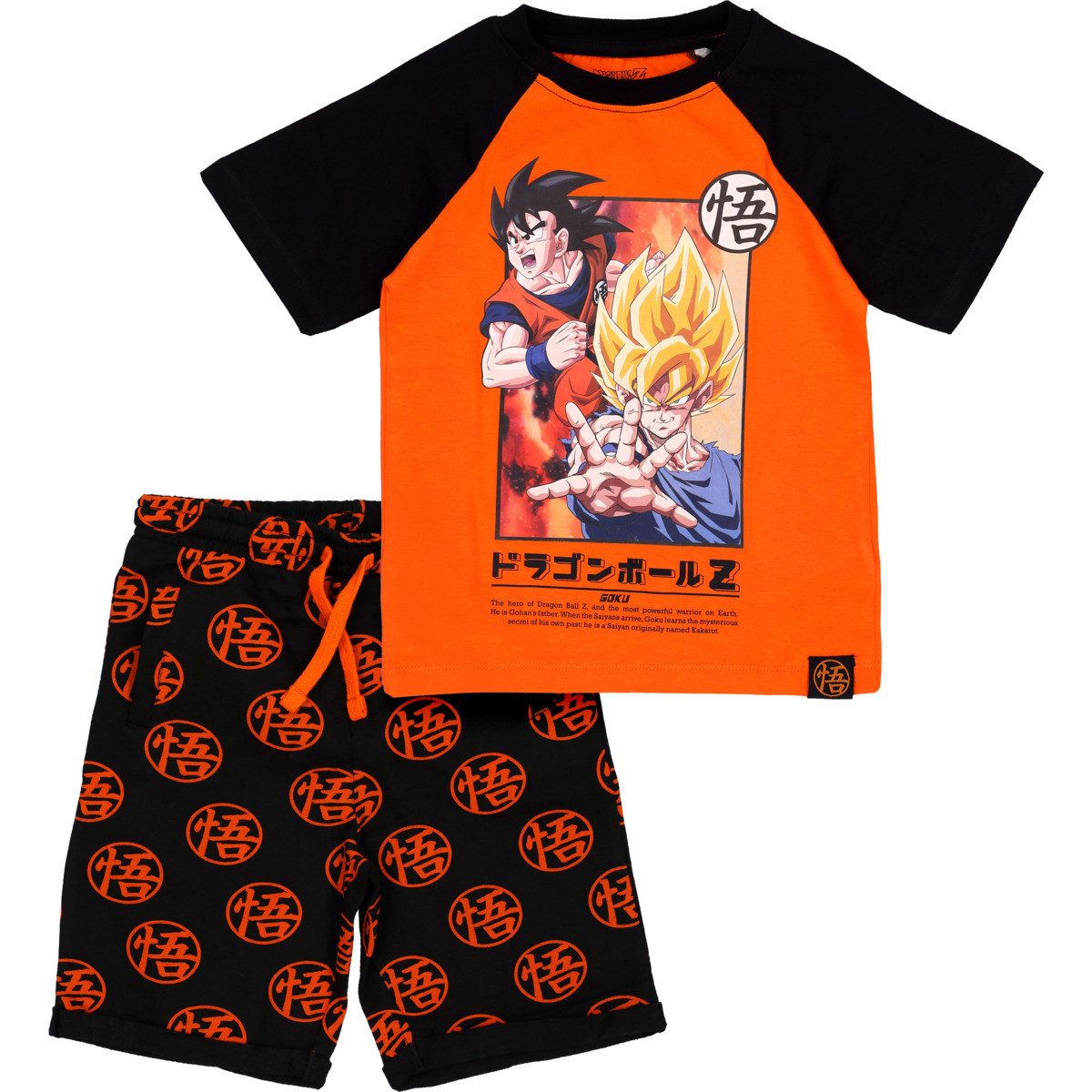 Dragon Ball T-Shirt & Shorts Goku Unisex Kinder (2-tlg) Kinderset, Kinder Outfit, Kinder T-Shirt, Kindershorts, Zweiteiler