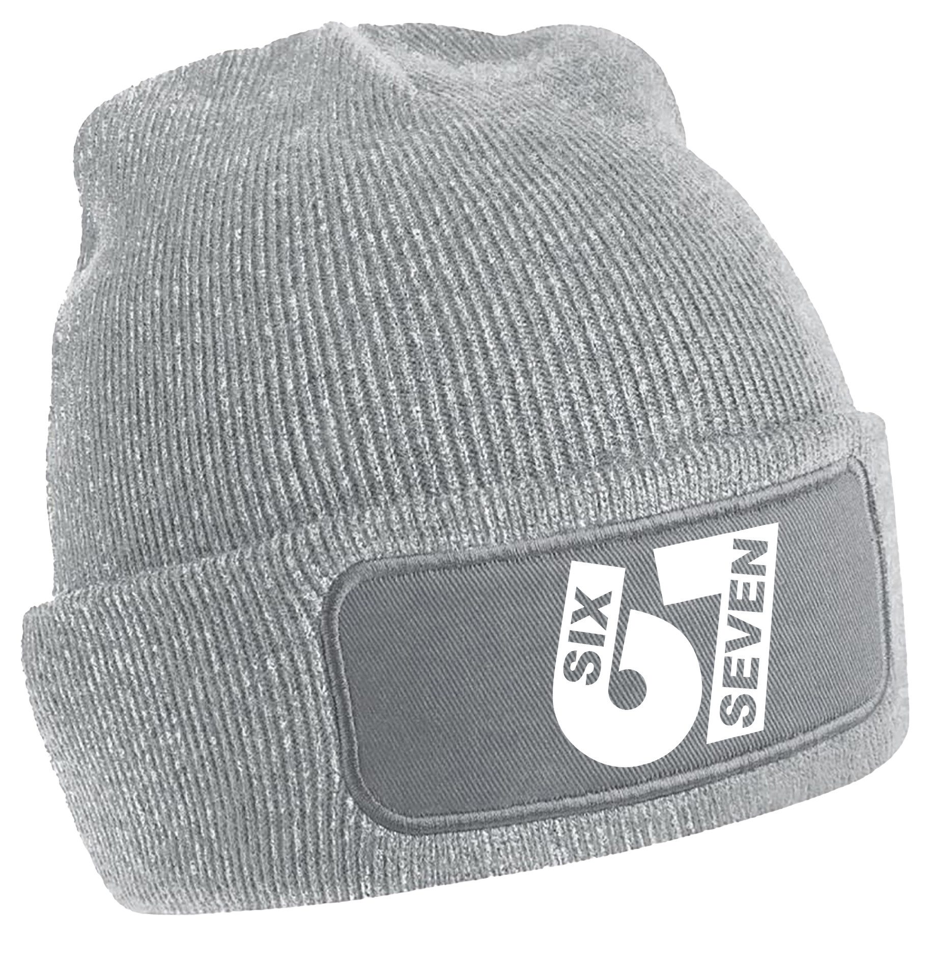 MyDesign24 Strickmütze mit 67 print Six seven Mütze Wintermütze i762