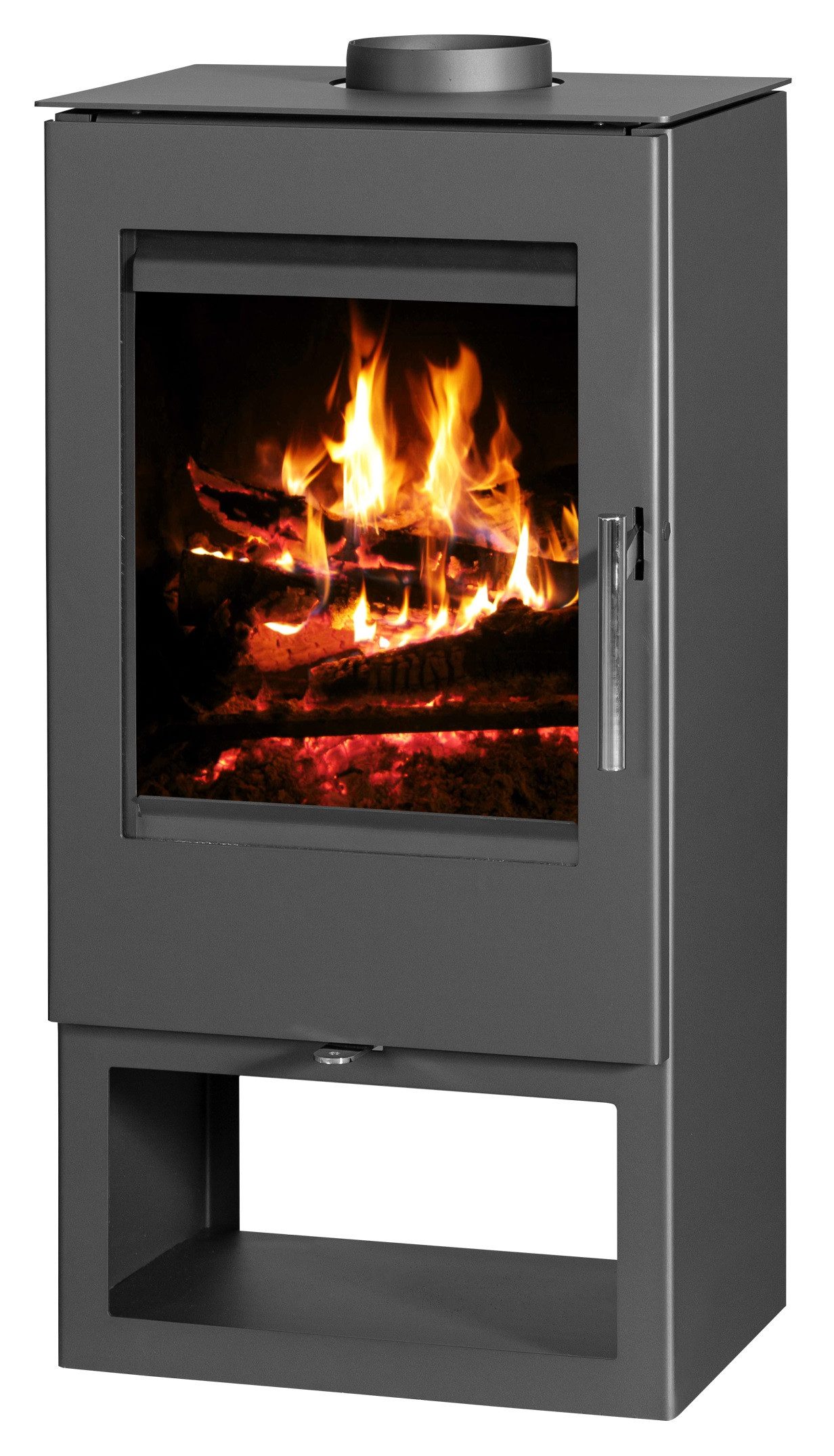 Conforto Festbrennstoffherd Toledo Kaminofen, Stahl, schwarz, 7,1 kW, Zeitbrand