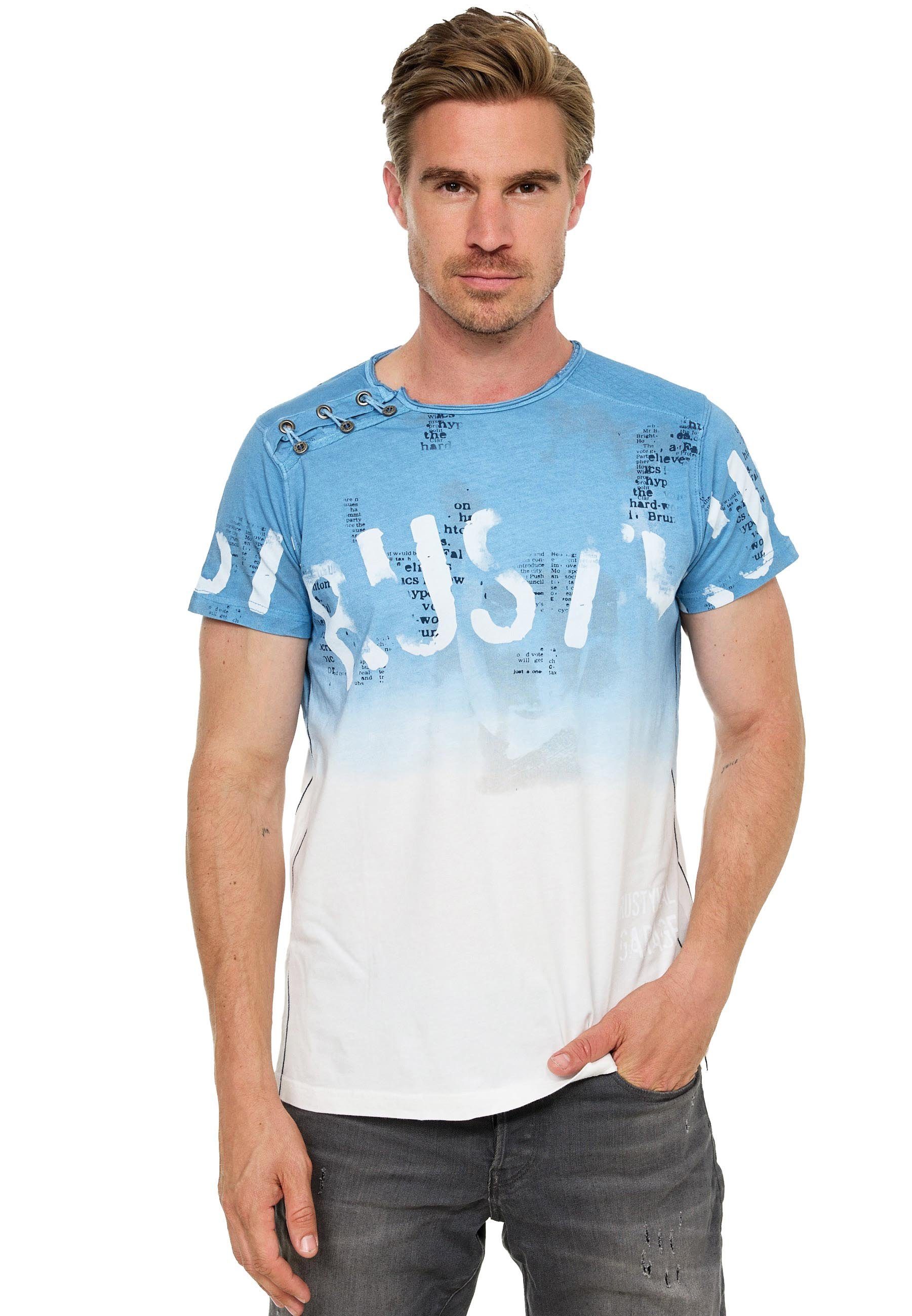 Rusty Neal T-Shirt mit farblichem Übergang blau