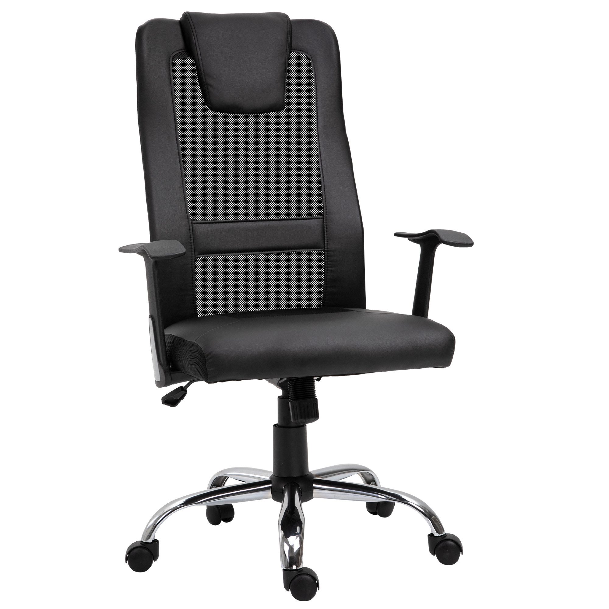 MC Star Bürostuhl ergonomischer höhenverstellbar mit Wippfunktion und Armlehnen (bis 120 kg in Schwarz für bequemes Arbeiten)