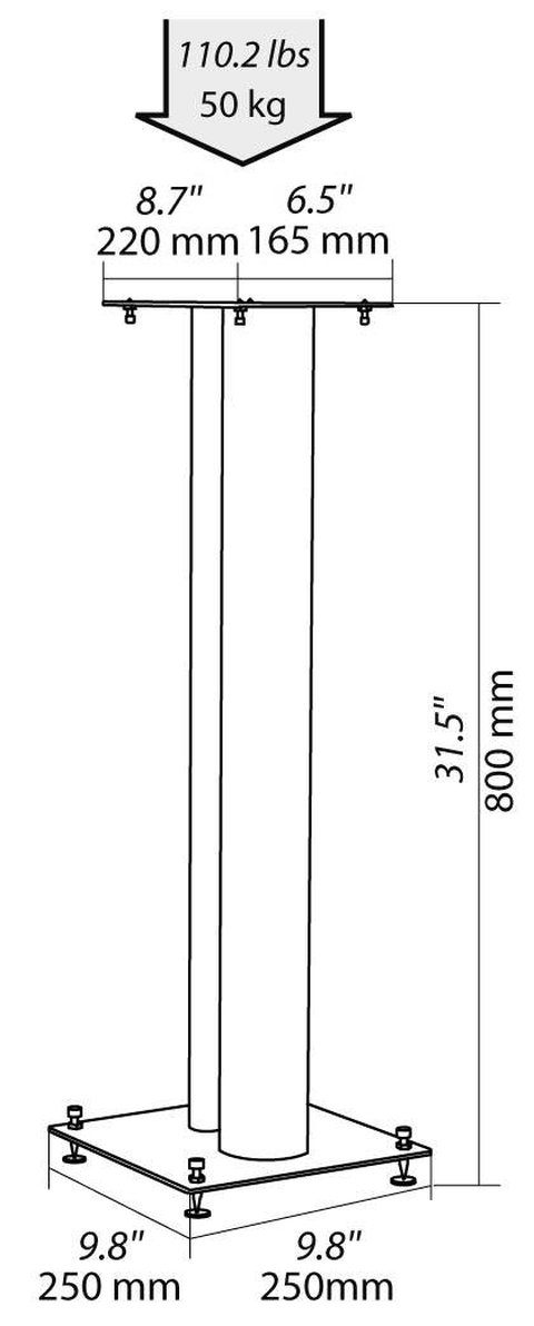 norstone Lautsprecherständer Stylum 3 schwarz matt, (bis 10.2 Zoll, elastbar bis 50kg, pulverbeschichtet, Höhe 80cm)