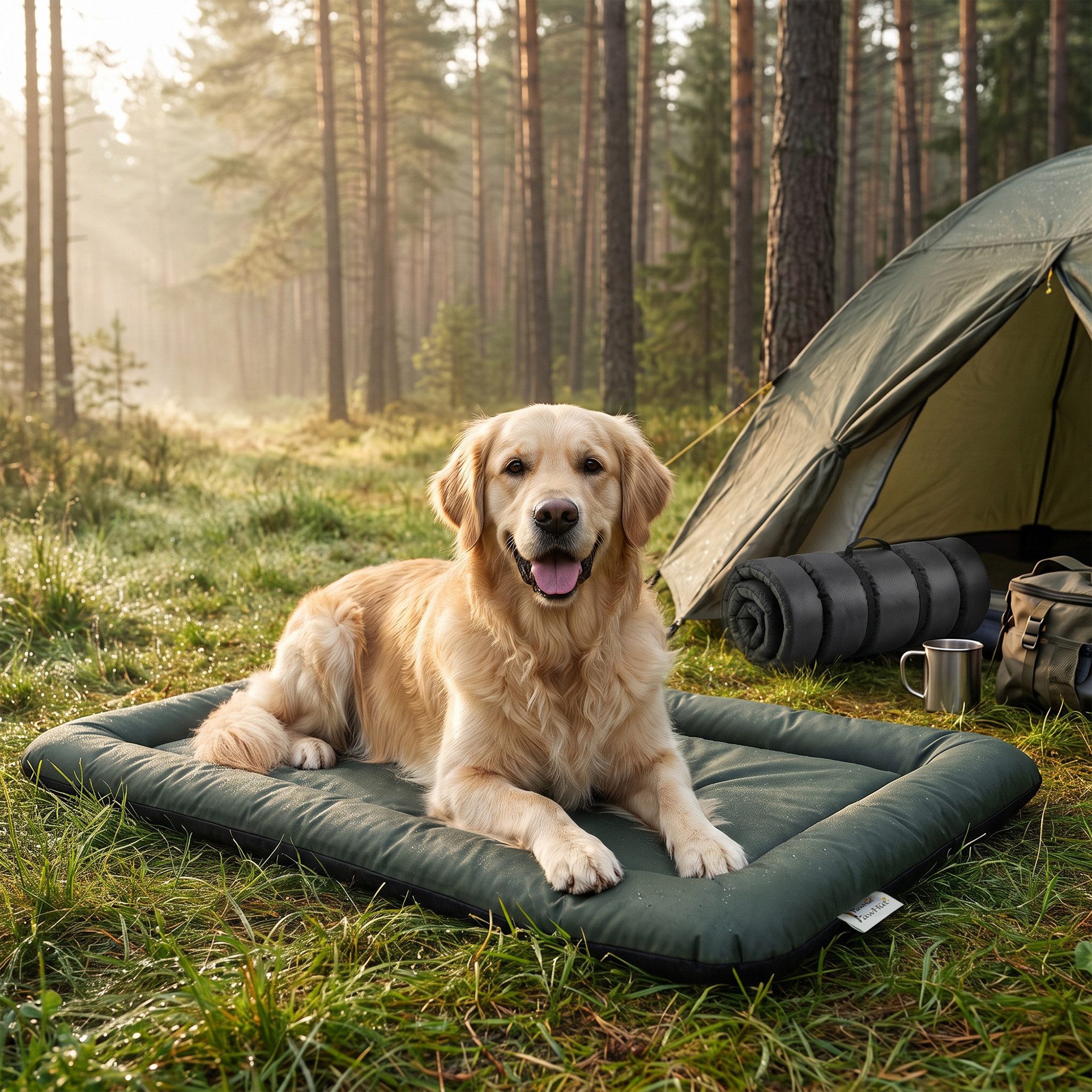 PawHut Hundematte Hundebett Wasserdicht mit rutschfester Unterseite faltbar Waschbar, Oxford-Gewebe, für mittelgroße & große Hunde und Katzen, Oxford-Gewebe