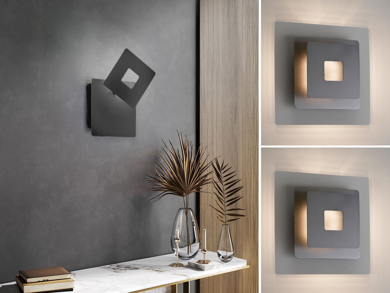 FISCHER & HONSEL LED Wandleuchte, schwenkbar, LED fest integriert, Warmweiß, 2er SET Schwarz für indirekte-s Licht & Wandbeleuchtung innen