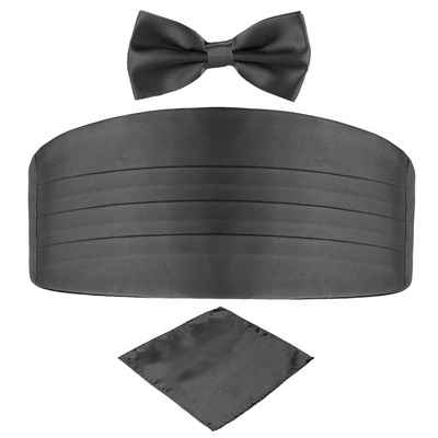 DonDon Kummerbund 3er Set Kummerbund Fliege Einstecktuch glänzend und gleichfarbig, (3er Set, 3-St), 3er Set, farblich abgestimmt, Seidenlook