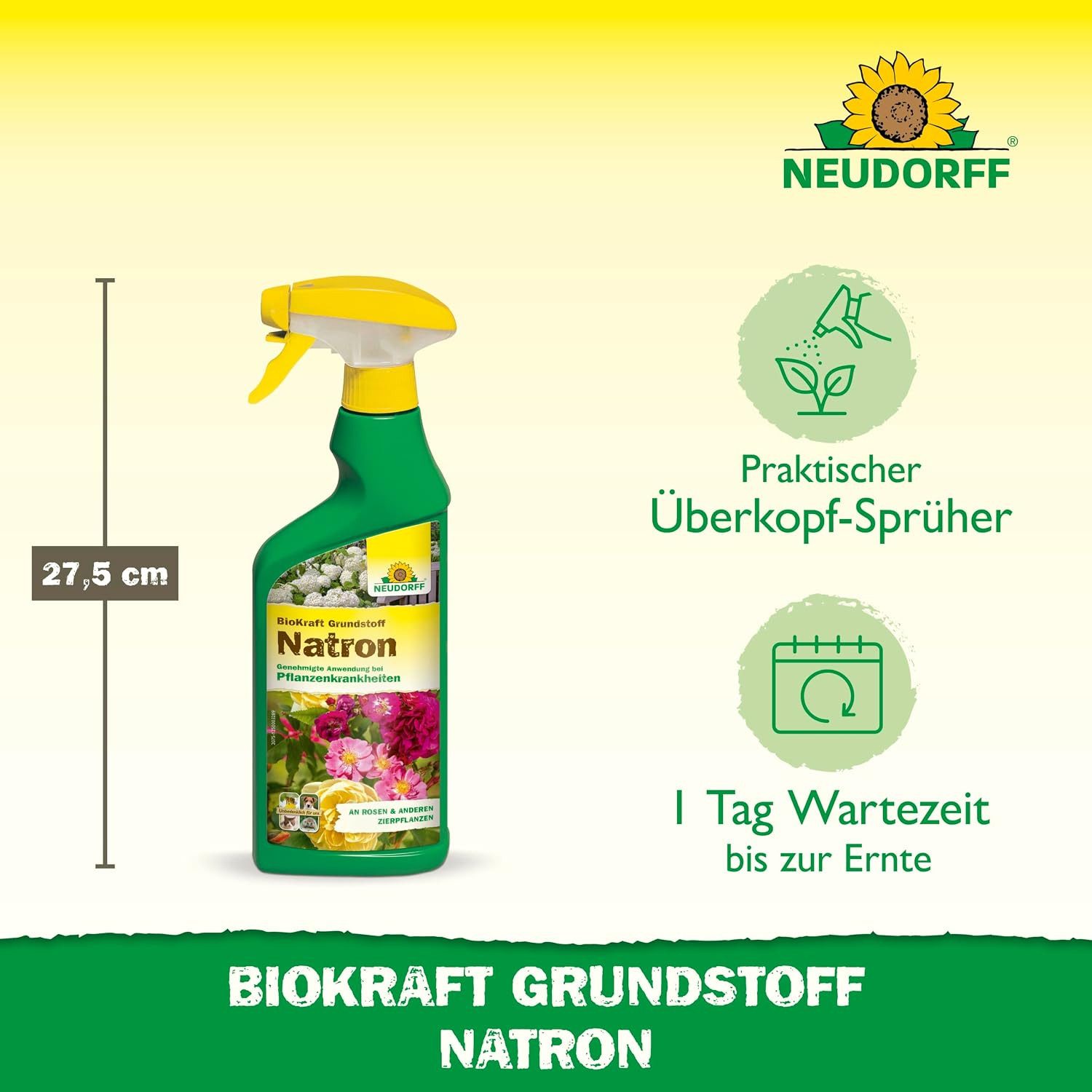 Neudorff Pflanzen-Pilzfrei BioKraft Grundstoff Natron, 500 ml, Einzelartikel, 1 × 500 ml BioKraft Grundstoff Natron AF, Anwendungsfertiger Grundstoff mit Natron gegen Echten Mehltau