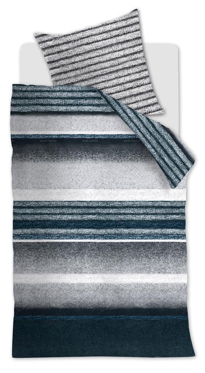 Rivièra Maison Bettwäsche Mohair Blue 135X200 Blau Renforcé 135 x 200 cm + 1x 80 x 80 cm 1, Baumolle, 2 teilig, Bettbezug Kopfkissenbezug Set kuschelig weich hochwertig