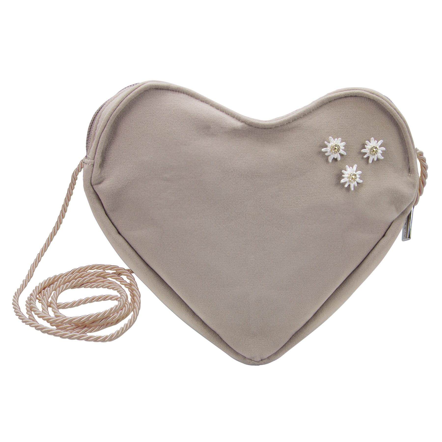 Schultertasche Herztasche Strass-Edelweiß Greta Mini (taupe-grau)