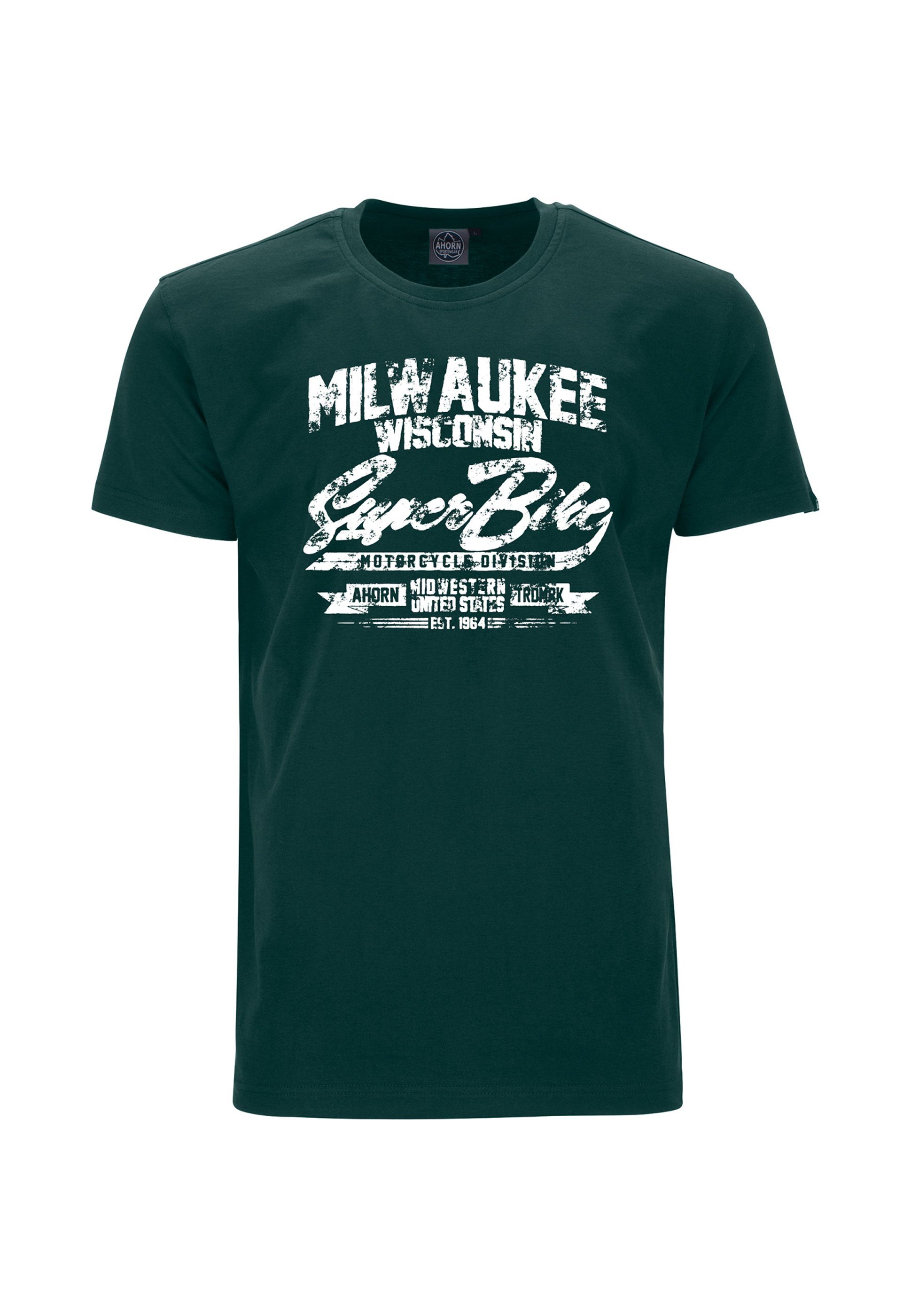 dunkelgrün mit Schriftzug-Print T-Shirt MILWAUKEE SPORTSWEAR coolem AHORN