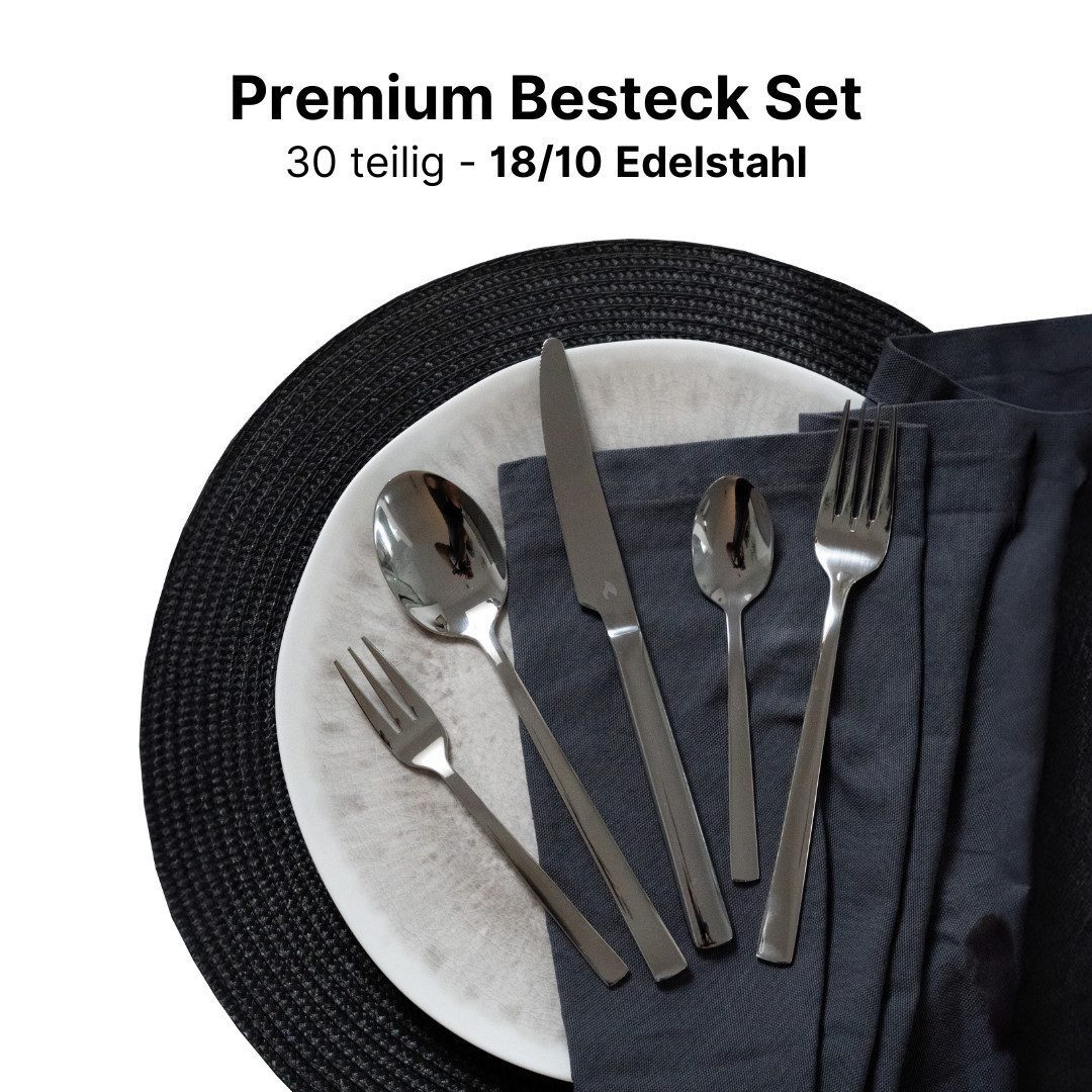 LIVINA HOME Besteck-Set Edelstahl 18/10, Besteck im zeitlosen Design, (30-tlg) (30-tlg), 6 Personen, Edelstahl 18/10, Edelstahl Rostfrei 18/10, Spülmaschinenfes – Bild 5 von 5