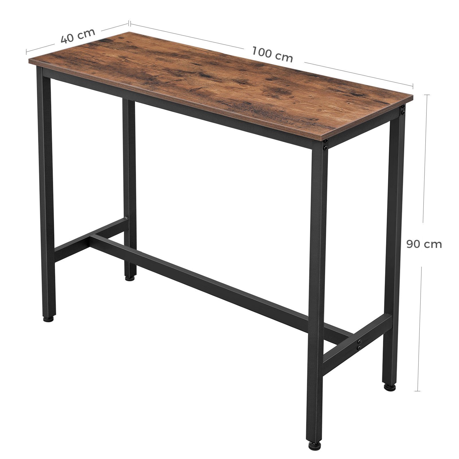 VASAGLE Bartisch bis vintage Küchentisch belastbar Bistrotisch, 100x40x90cm, 100kg